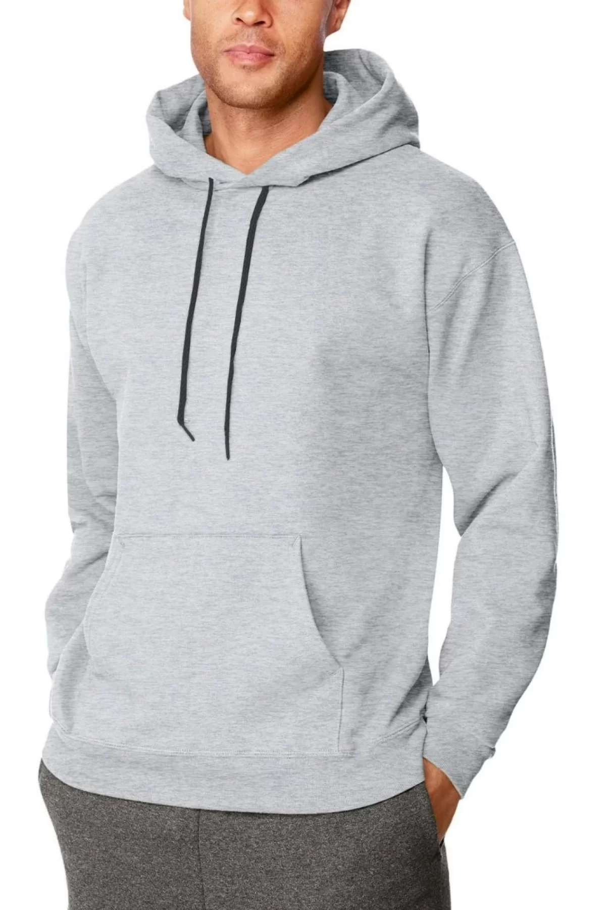 Erkek Uzun Kol Kapşonlu Basic Sweatshirt hoodie - Gri