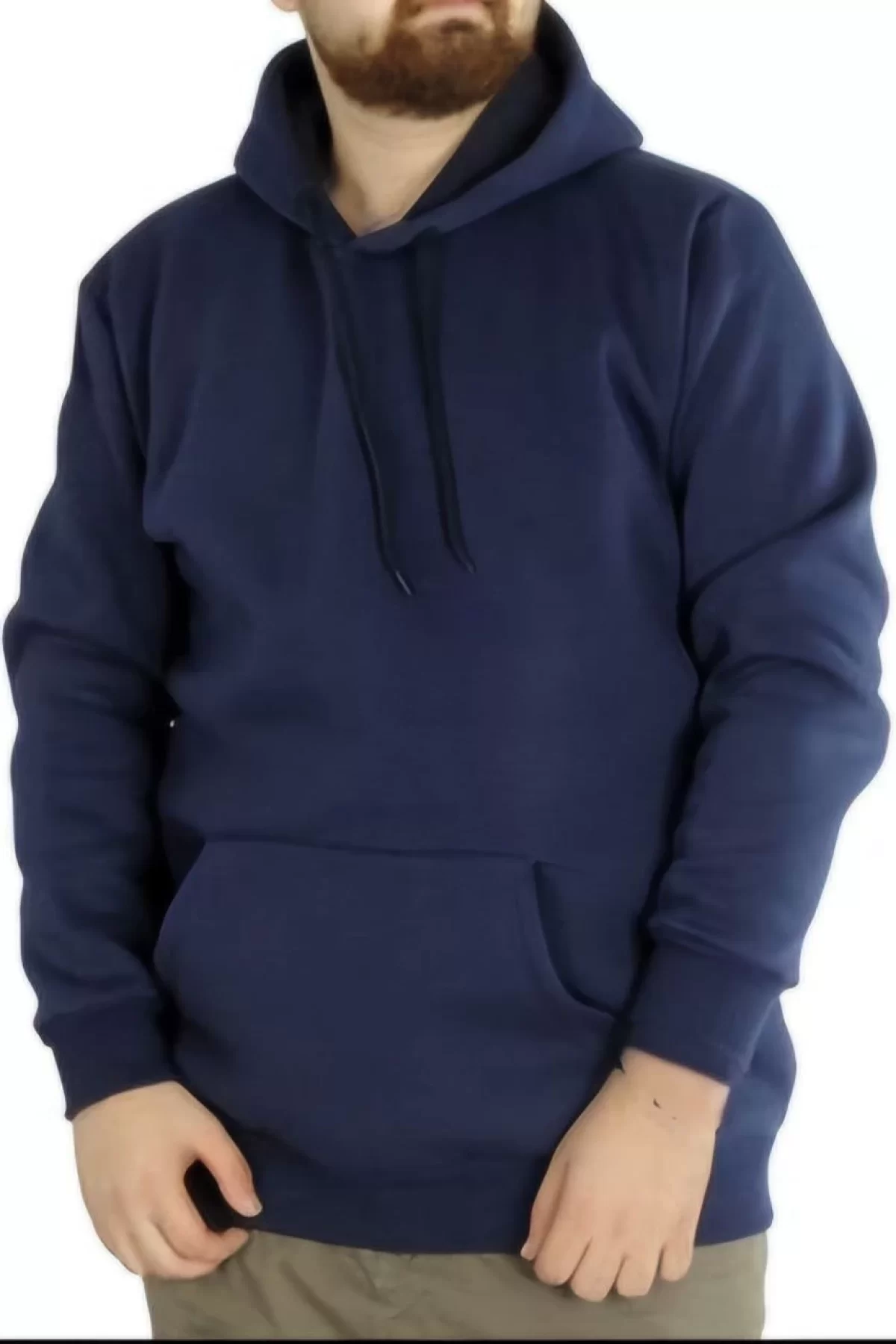 Erkek Uzun Kol Kapşonlu Basic Sweatshirt hoodie - Lacivert