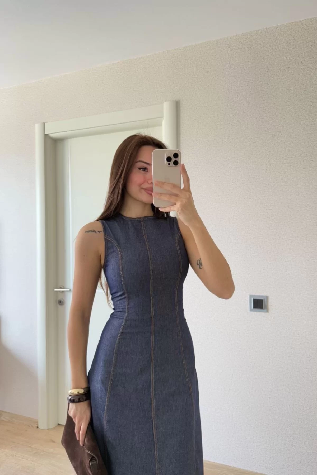 Jeans Kot Uzun Elbise - Lacivert