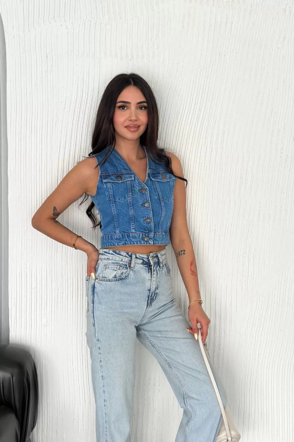 Kot Jeans Kadın Yelek - Mavi