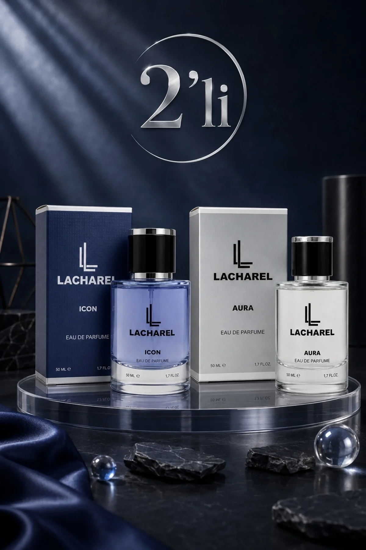 LACHAREL Icon ve Aura 2li Erkek Parfüm Seti Eau De Parfum 2x50 ML