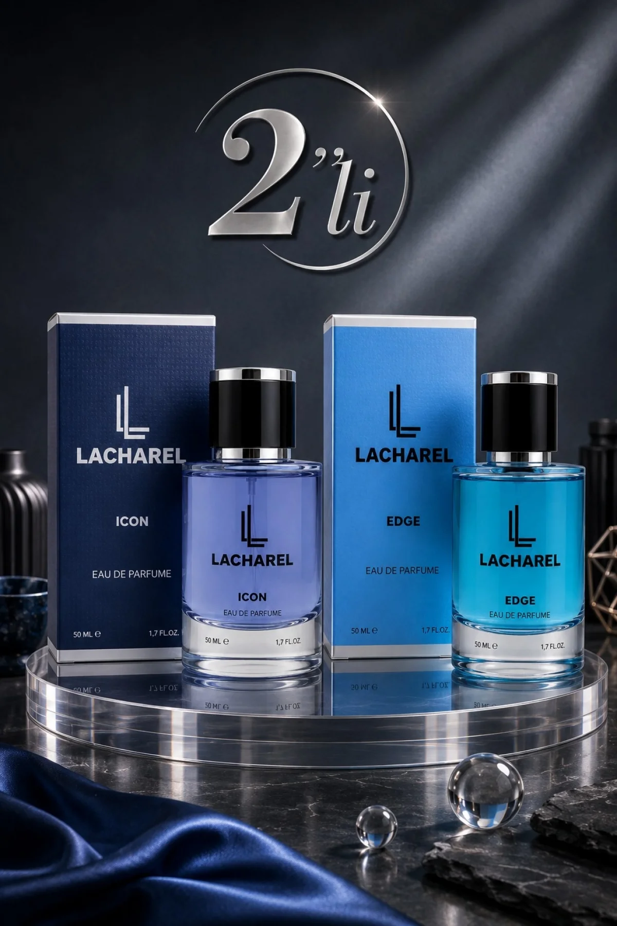 LACHAREL Icon ve Edge 2li Erkek Parfüm Seti Eau De Parfum 2x50 ML