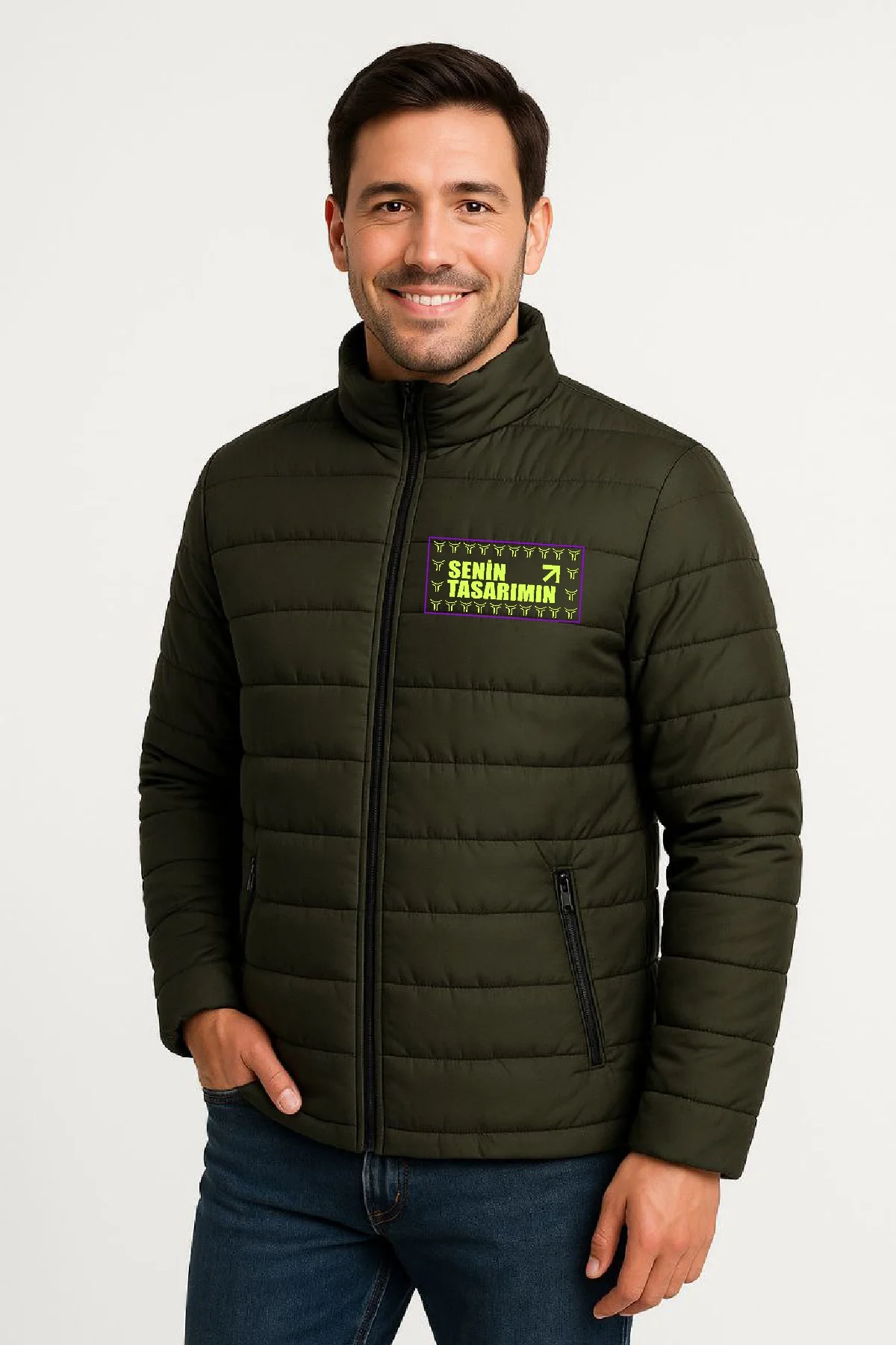 Ön Bomber Mont Ceket Kapitone Astarlı, Fermuarlı, Kışlık - Haki