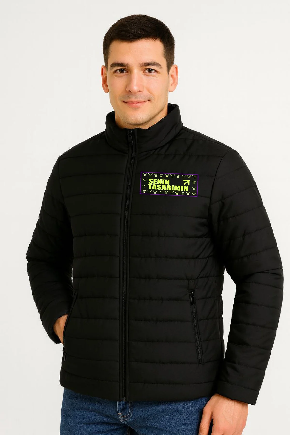 Ön Bomber Mont Ceket Kapitone Astarlı, Fermuarlı, Kışlık - Siyah