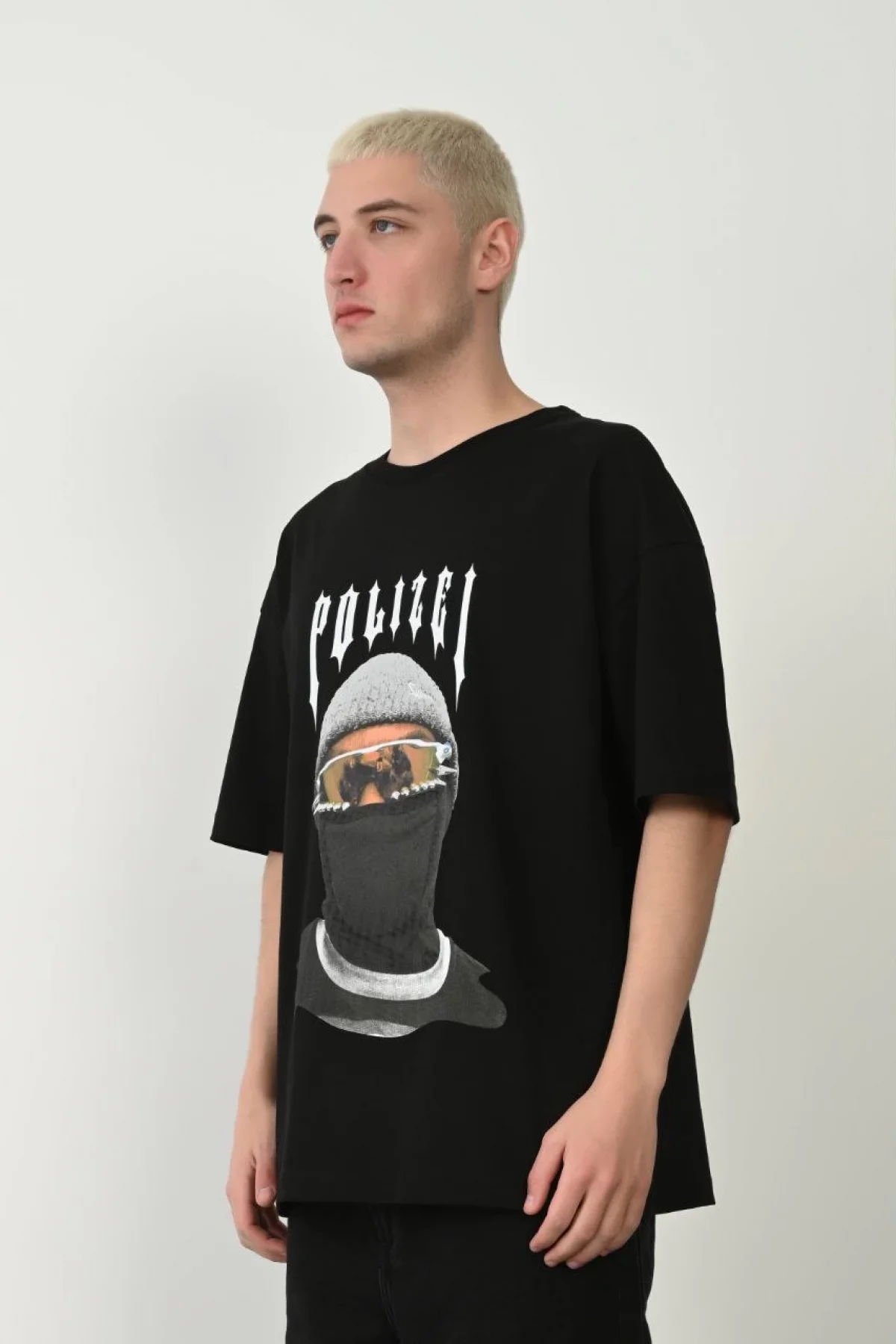 Erkek Baskılı T-Shirt Kısa Kol Bisiklet Yaka Rahat Kalıp Tişört  - Siyah