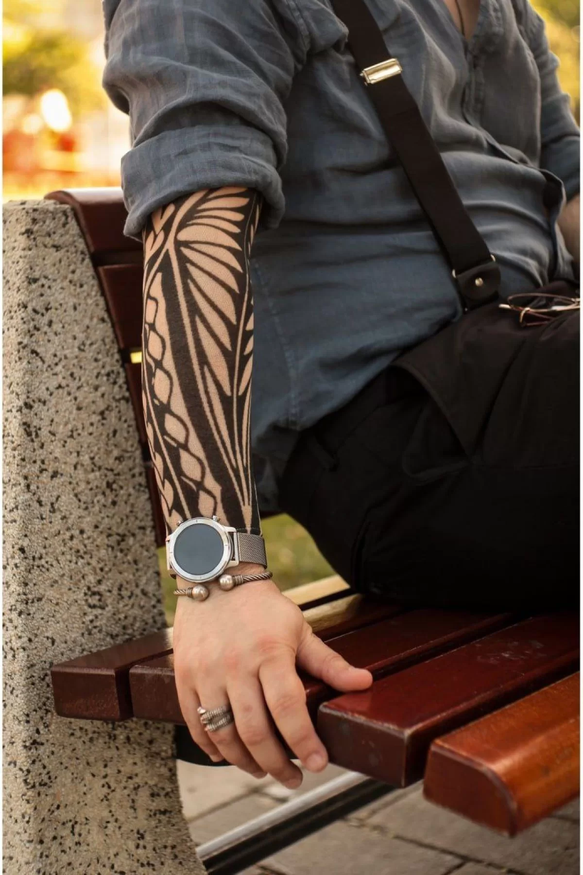 Unisex Giyilebilir 3D Baskı Desenli Kol Dövmesi Tatto Sleeves - Siyah