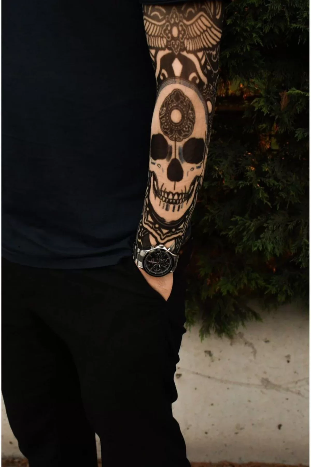 Unisex Giyilebilir 3D Baskı Desenli Kol Dövmesi Tatto Sleeves - Siyah