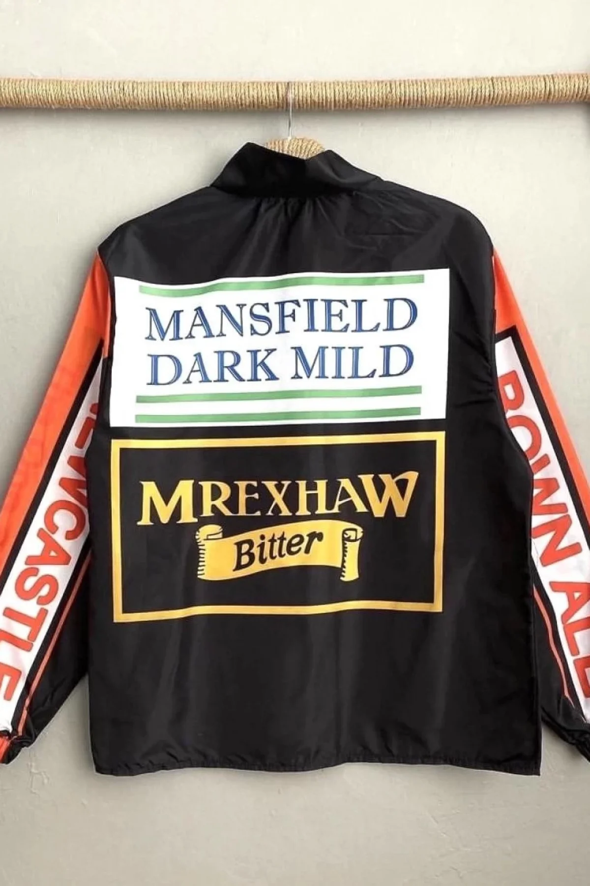 Unisex Vintage Baskılı Paraşüt Rüzgarlık - Siyah