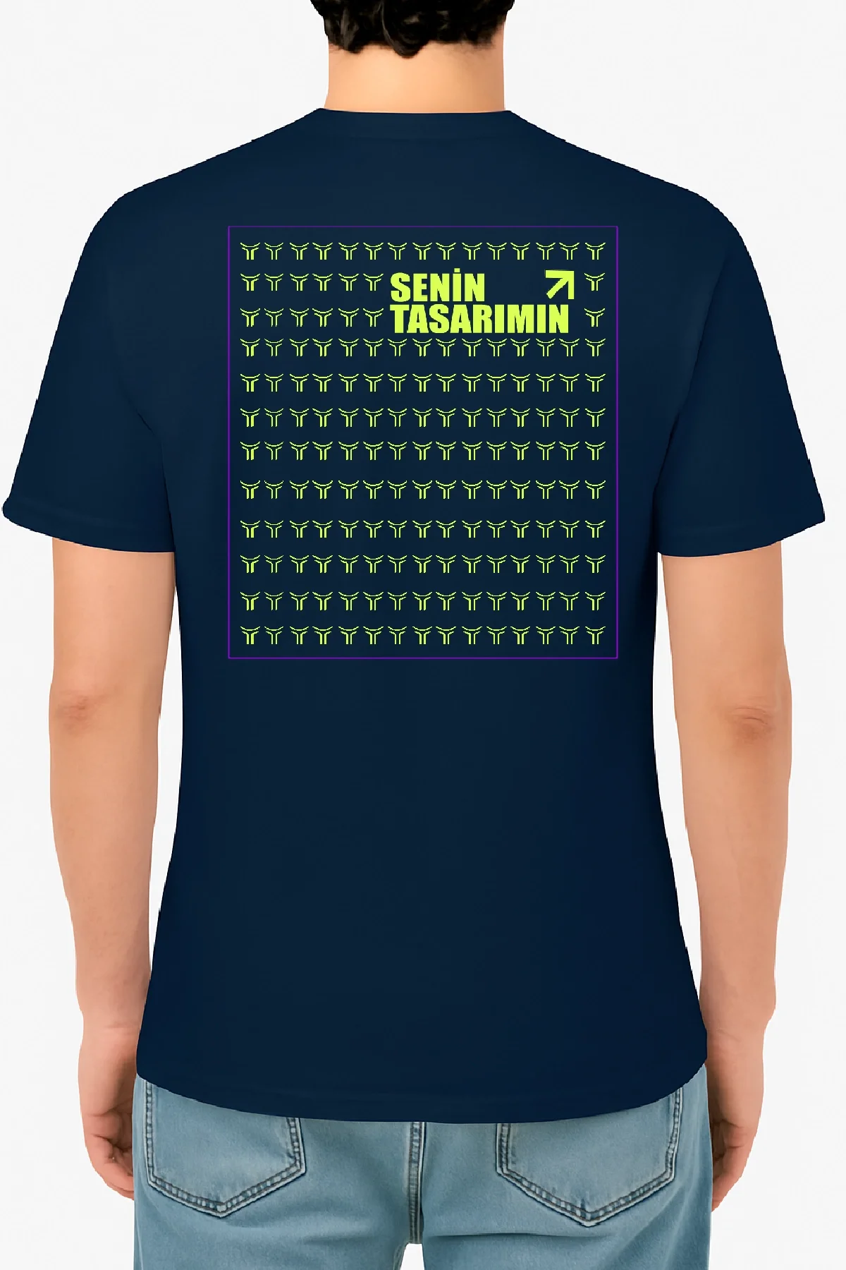 Ön Arka Oversize T-shirt 24/1 Düz - Lacivert