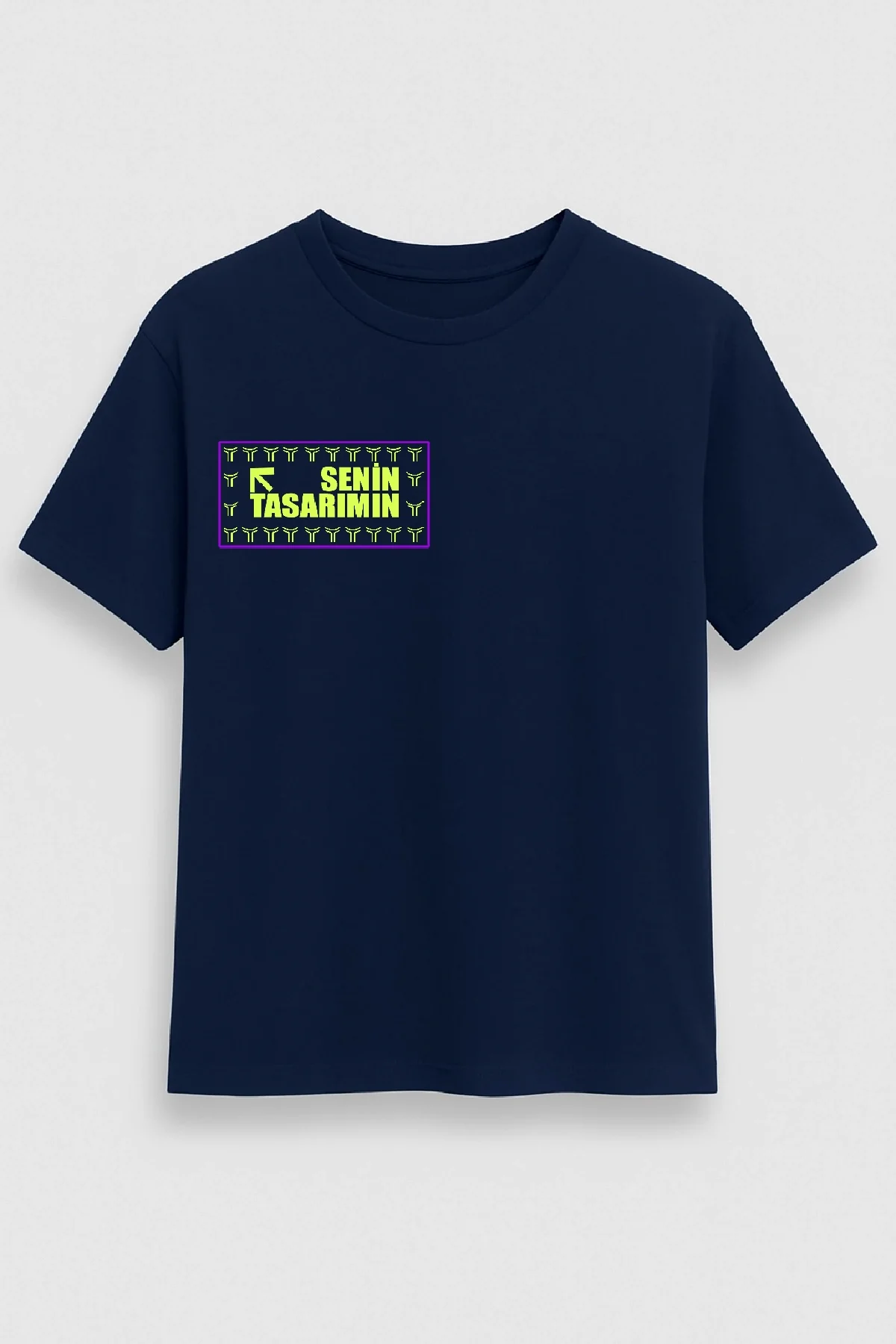 Ön Arka Oversize T-shirt 24/1 Düz - Lacivert