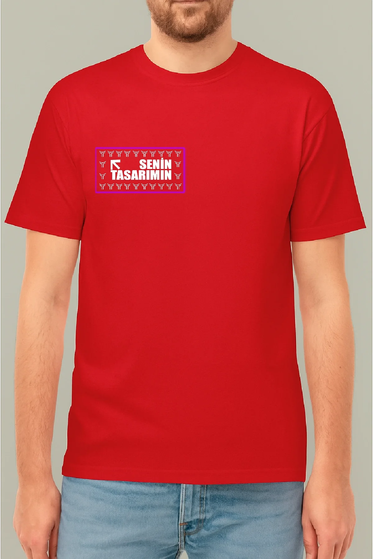 Ön Arka 24/1 Düz Oversize T-shirt - Kırmızı