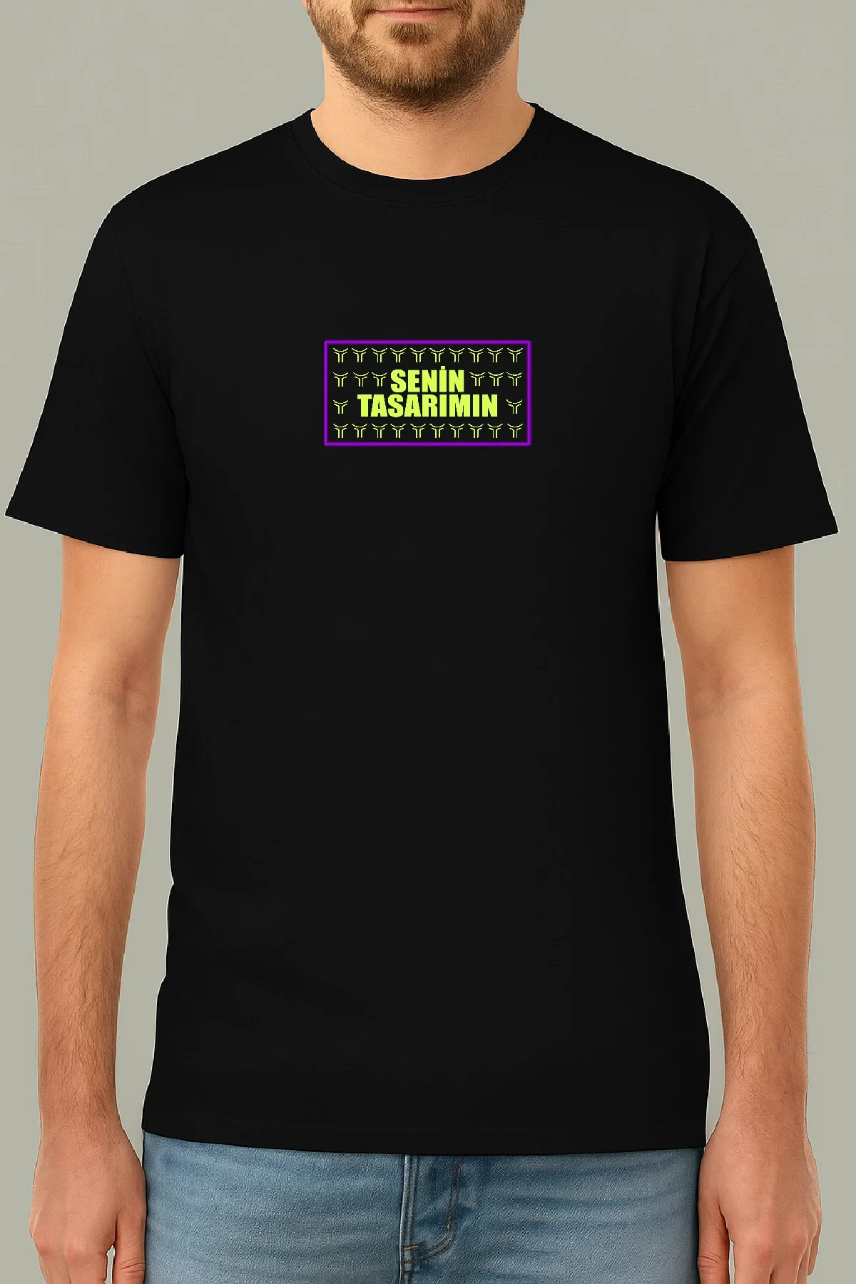 Ön Arka 24/1 Düz Oversize T-shirt - Siyah