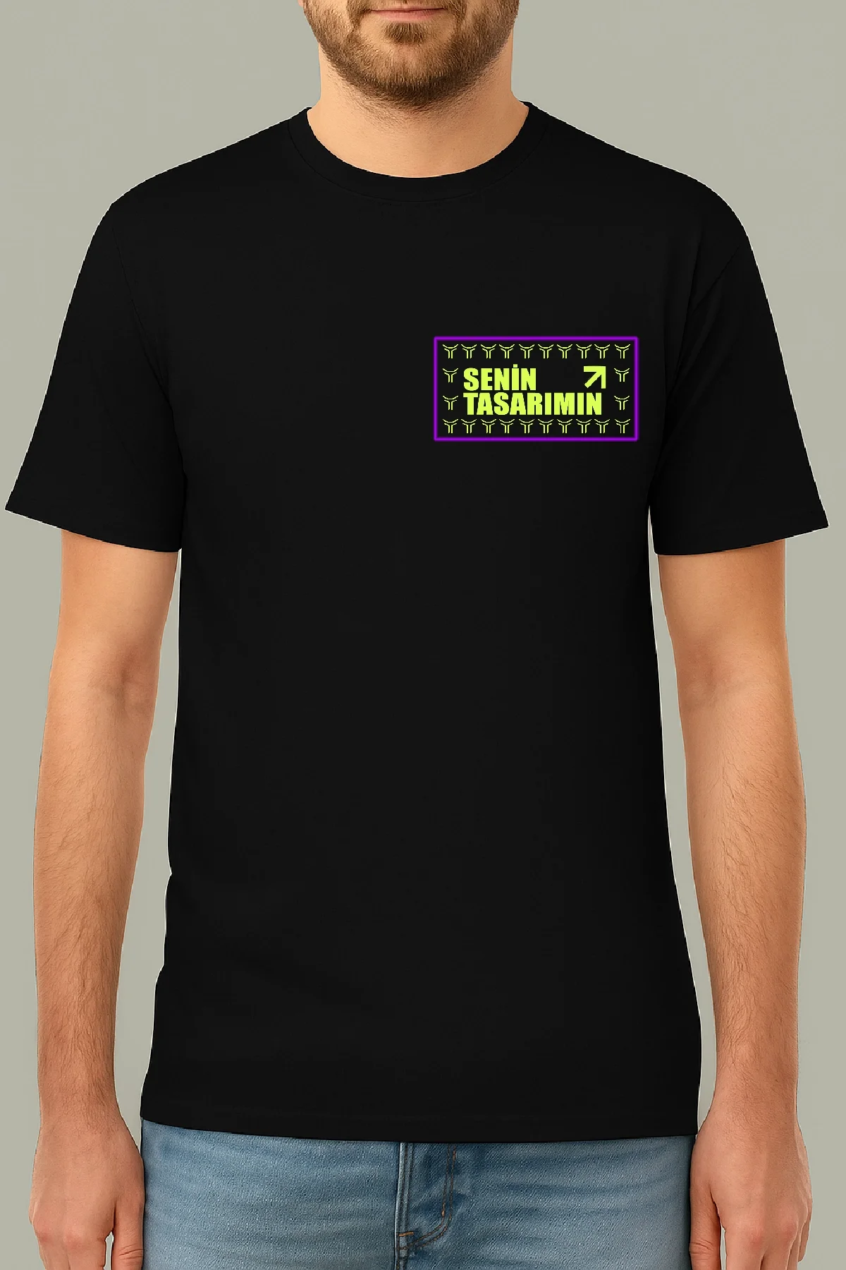 Ön Arka 24/1 Düz Oversize T-shirt - Siyah