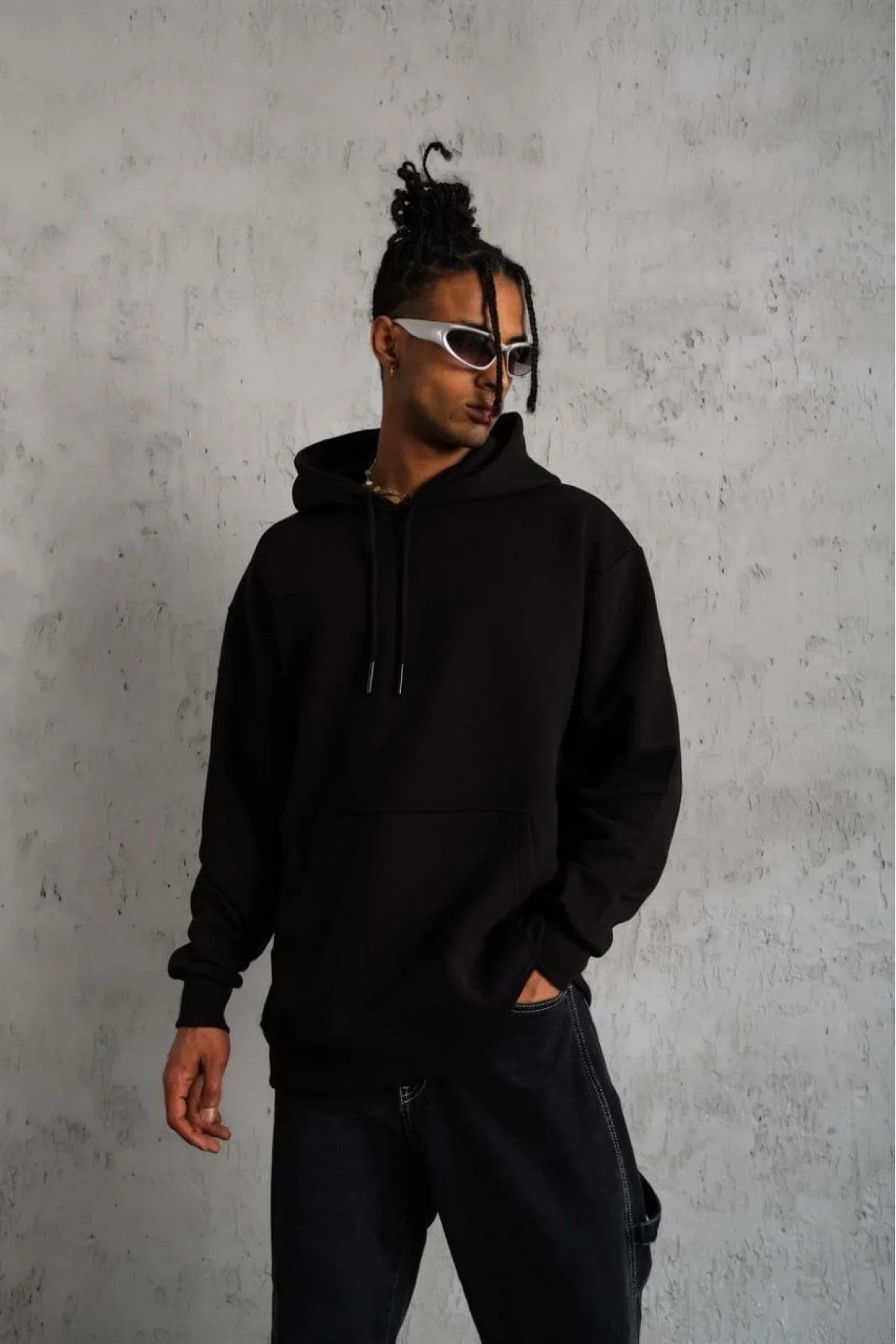 3 İplik Kapşonlu Sweatshirt hoodie - Siyah