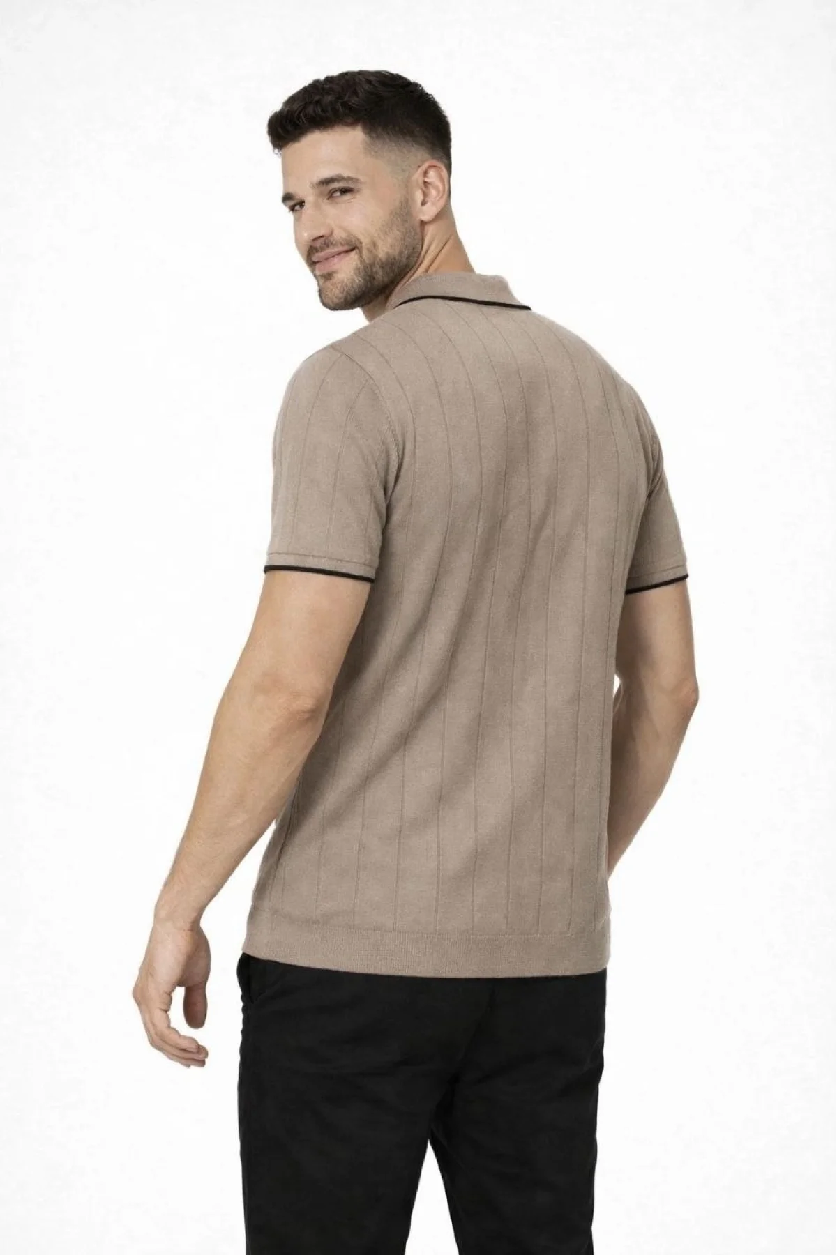 Erkek 3’lü Paket Dokuma Triko Fermuarlı Yakalı Fitilli Kısa Kollu Regular Fit Tişört -