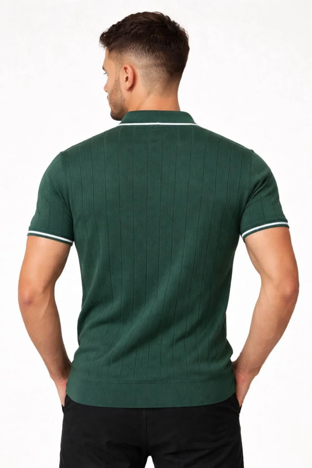 Erkek 3’lü Paket Dokuma Triko Fermuarlı Yakalı Fitilli Kısa Kollu Regular Fit Tişört -