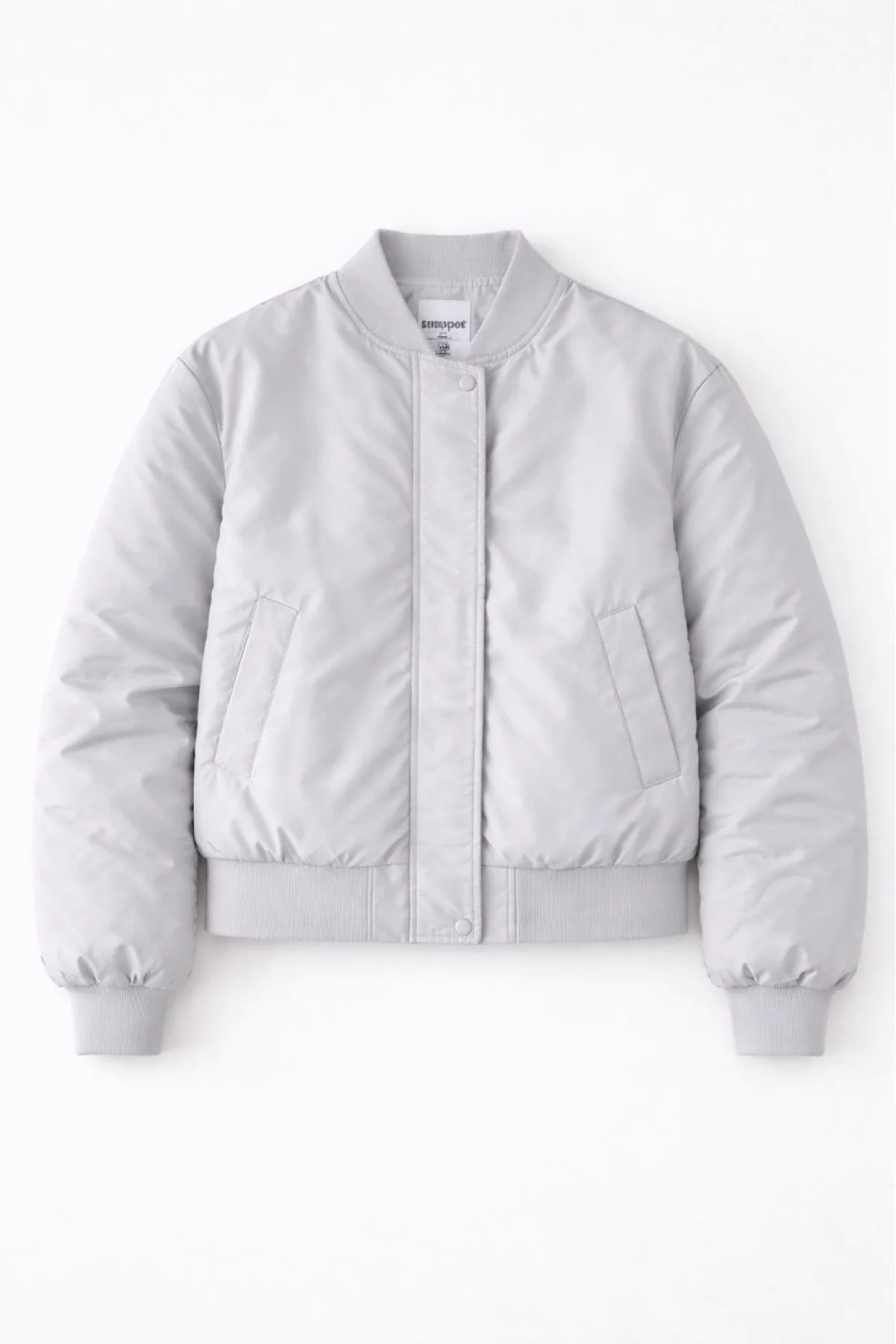 Kadın Premium Bomber Ceket Çıtçıt Kapamalı, Ribana Manşetli, Astarlı, Regular Fit Mont - Beyaz