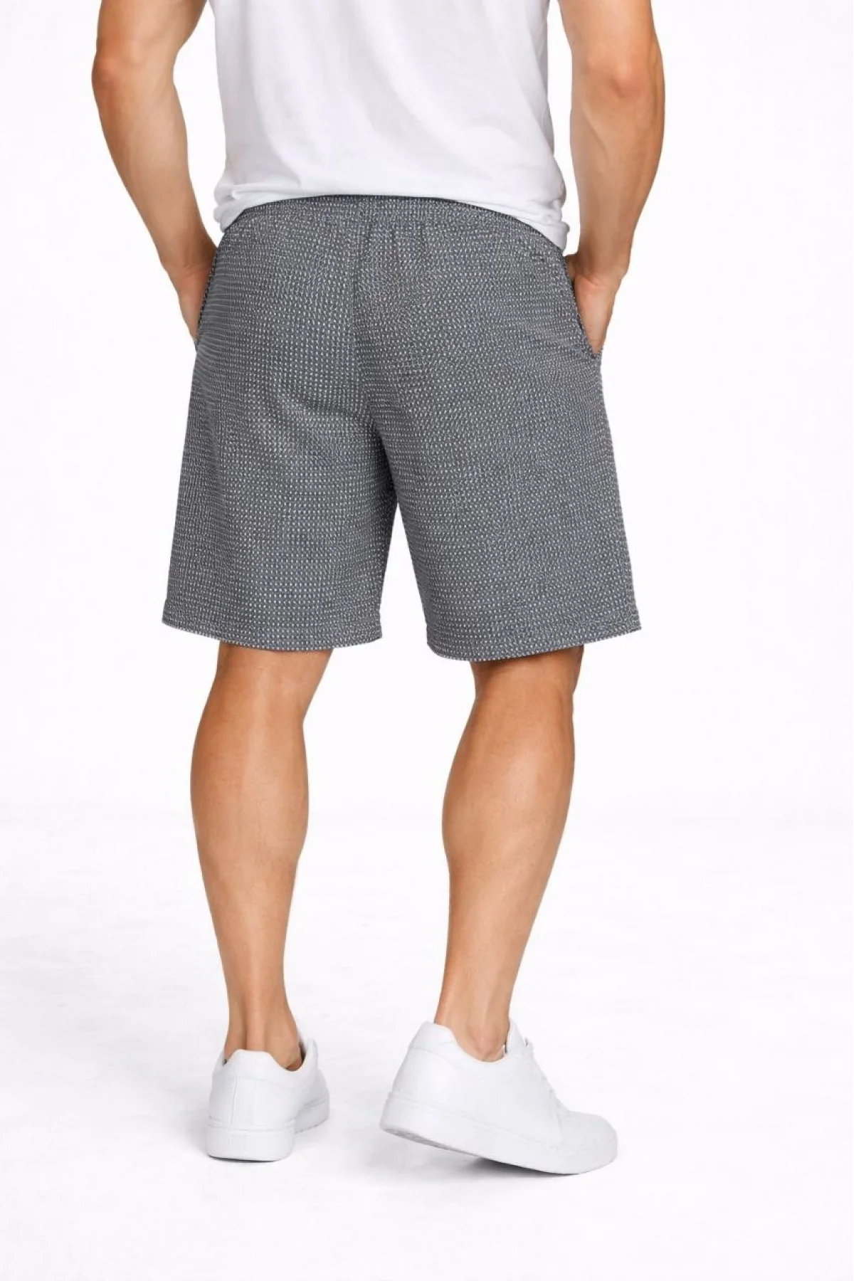 Erkek Pötikareli Şort – Beli Lastikli Bağcıklı, Cepli, Rahat Kesim Günlük Yazlık Şort - Füme