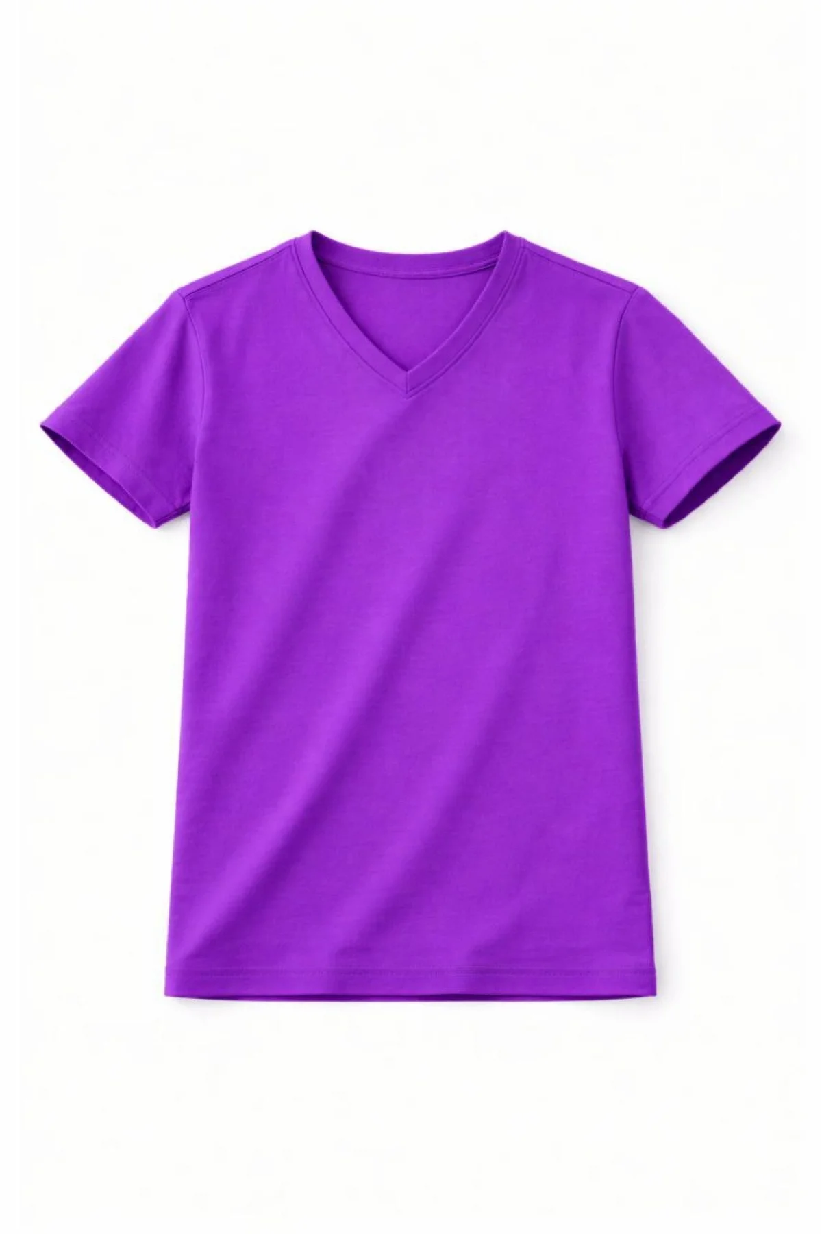 Genç Kız Çocuk V Yaka Tişört Model - Mor
