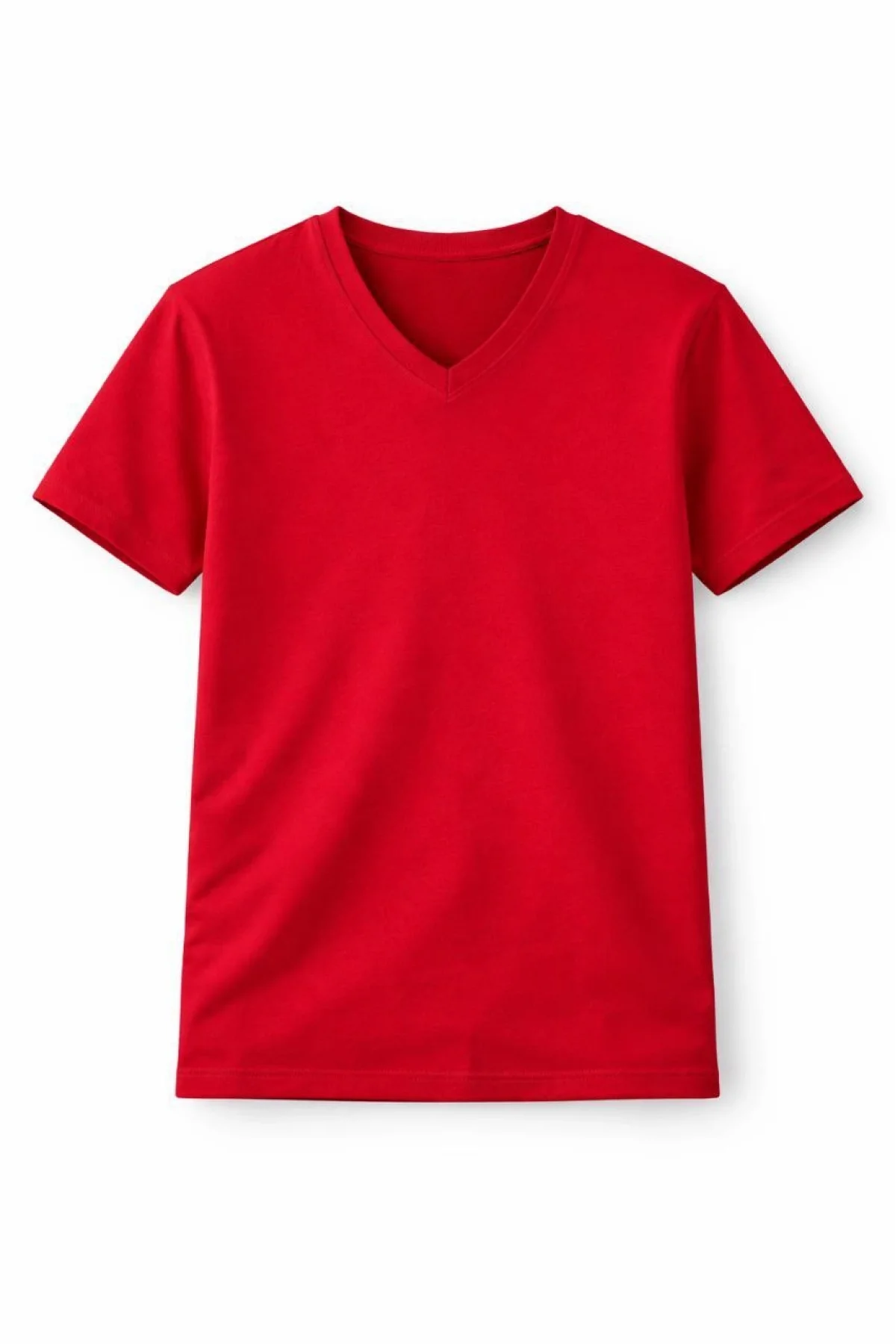 Genç Kız Çocuk V Yaka Tişört Model - Kırmızı