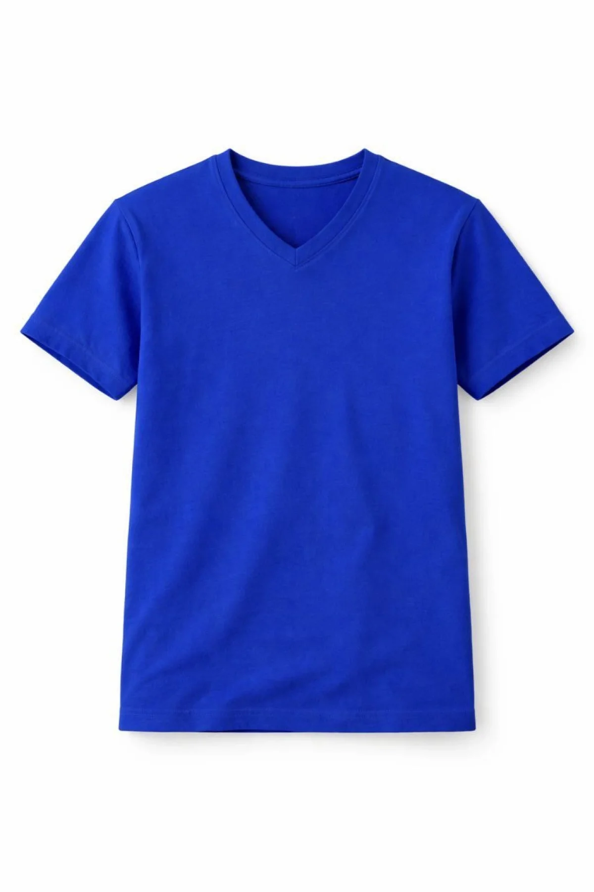Genç Kız Çocuk V Yaka Tişört Model - Saks Mavisi