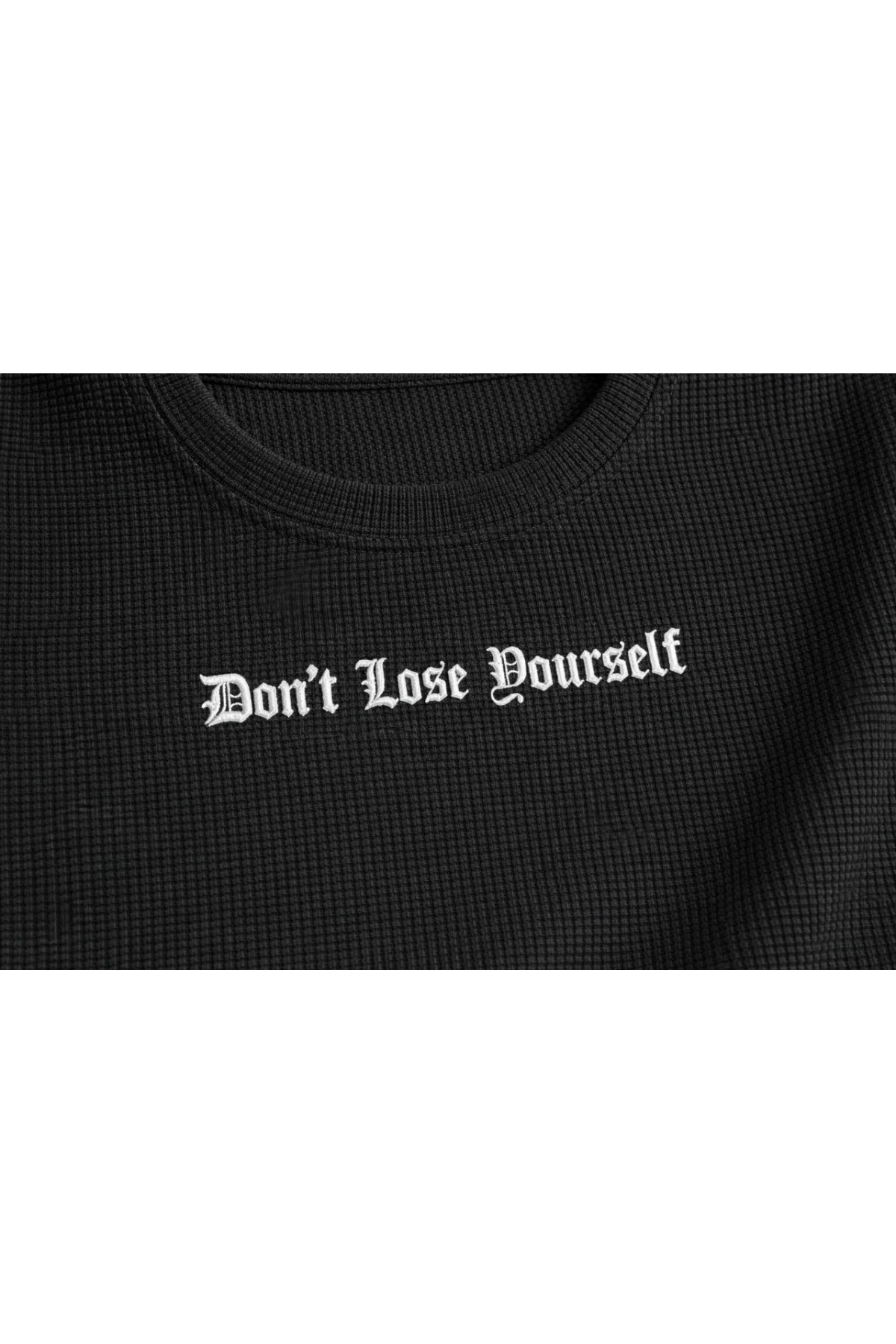 Erkek Wafıl Kumaş Tişört Regular Kalıp Bisiklet Yaka Baskılı Günlük Basic T-Shirt - Siyah