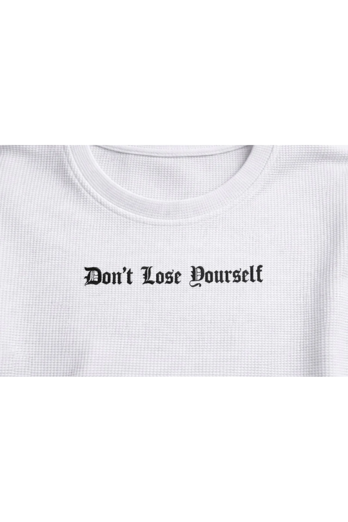 Erkek Wafıl Kumaş Tişört Regular Kalıp Bisiklet Yaka Baskılı Günlük Basic T-Shirt - Beyaz