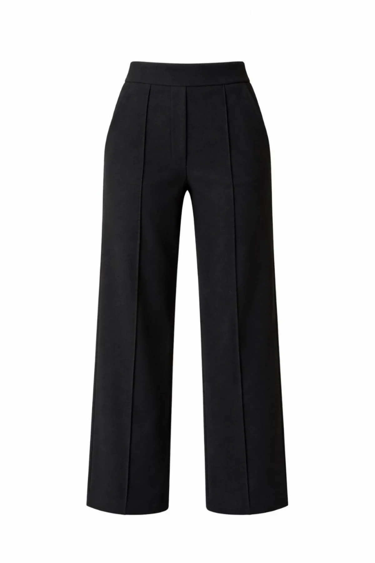 Yüksek Bel Palazzo Pantolon Çima Dikişli Bol Paça Akıcı ve Ofis Şıklığı Kadın - Siyah