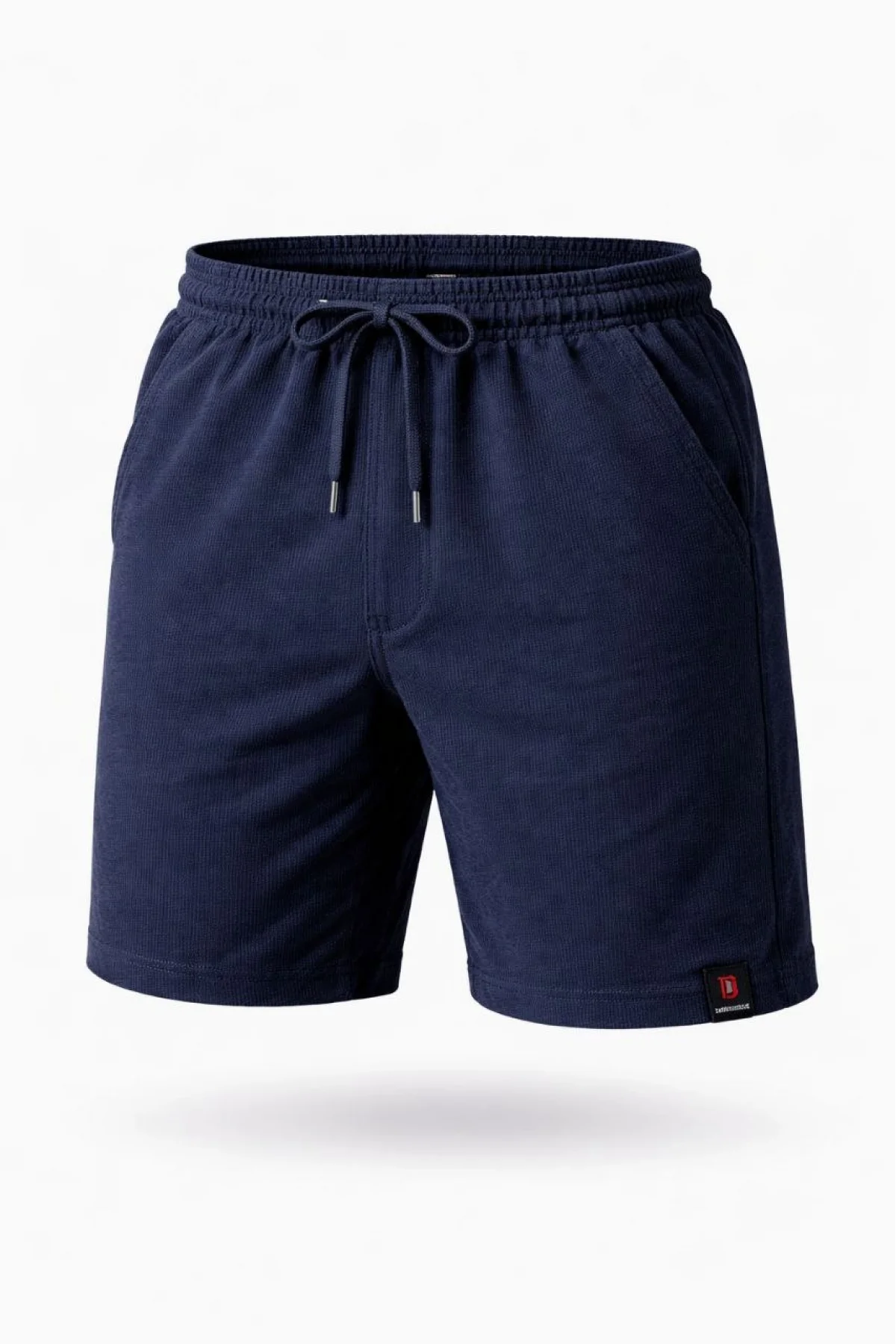 Erkek otoban Dokuma Şort Beli Lastikli Bağcıklı, Cepli, Rahat Kesim Günlük Yazlık Şort - Lacivert