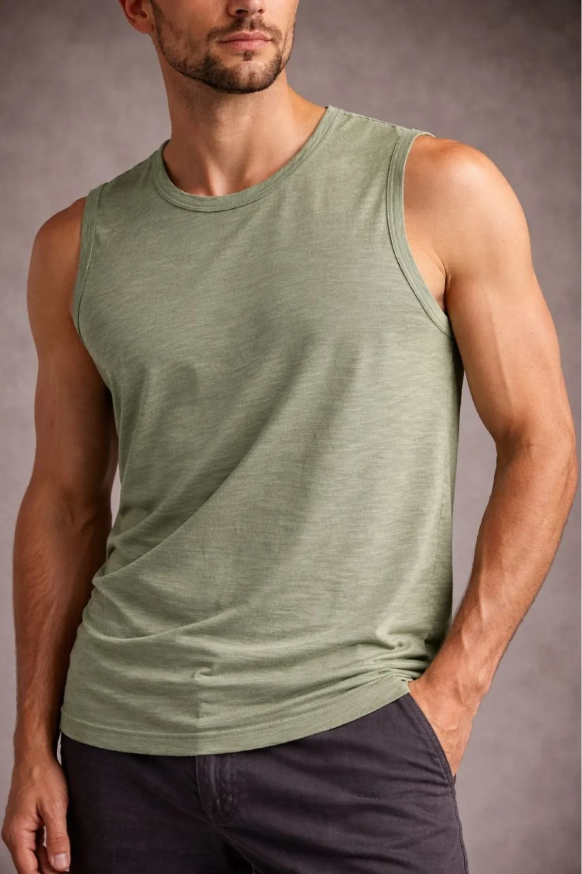 Erkek Flamlı Sıfır Kolsuz Atlet ve Fitness - Mint Yeşili