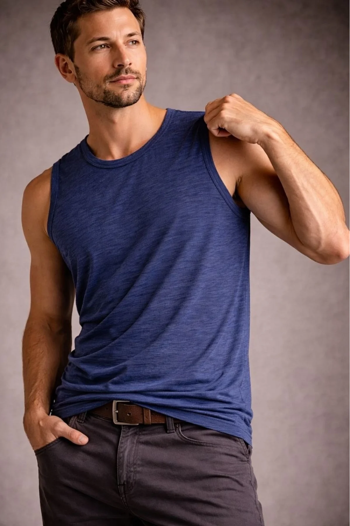 Erkek Flamlı Sıfır Kolsuz Atlet ve Fitness - İndigo