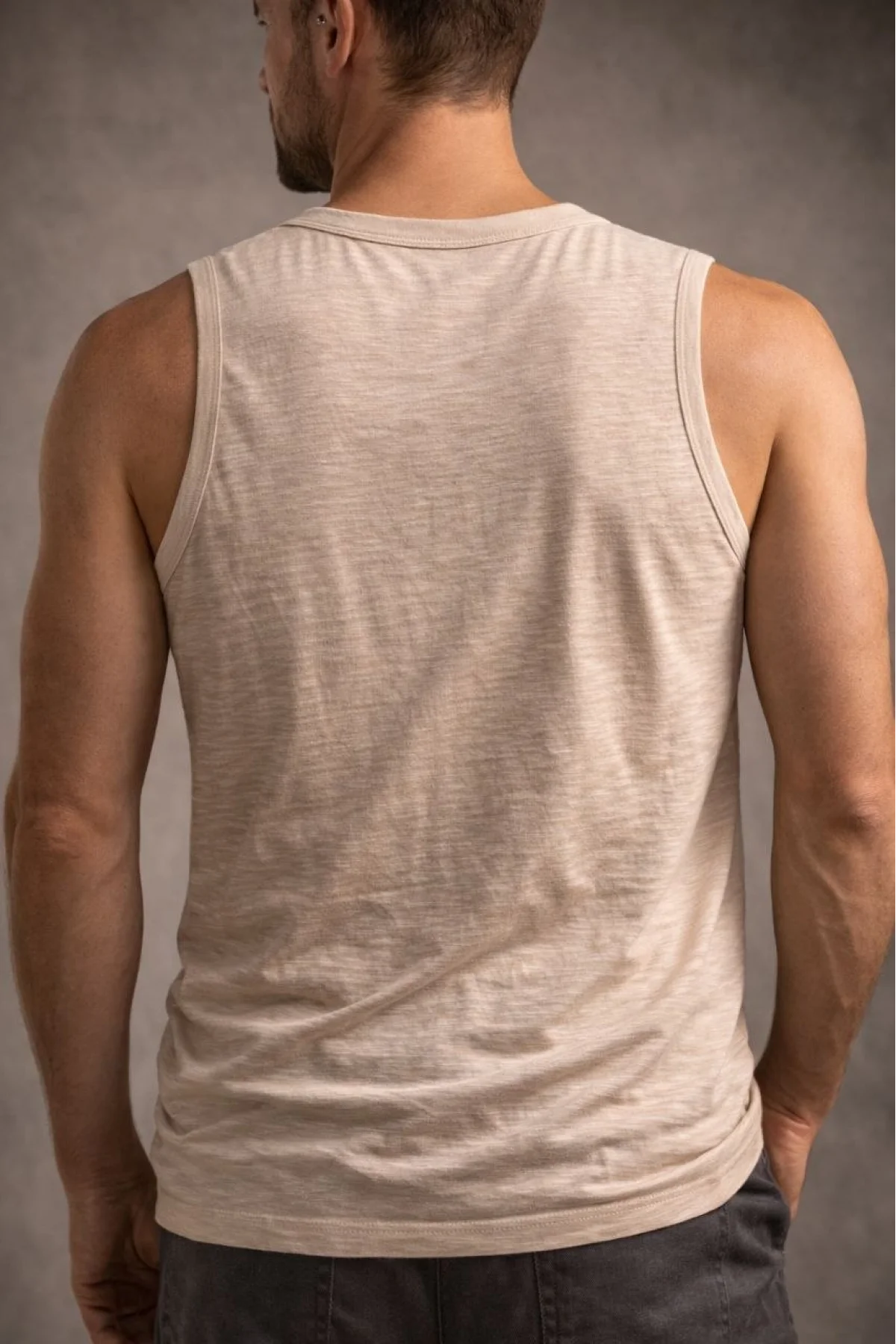 Erkek Flamlı Sıfır Kolsuz Atlet ve Fitness - Taş