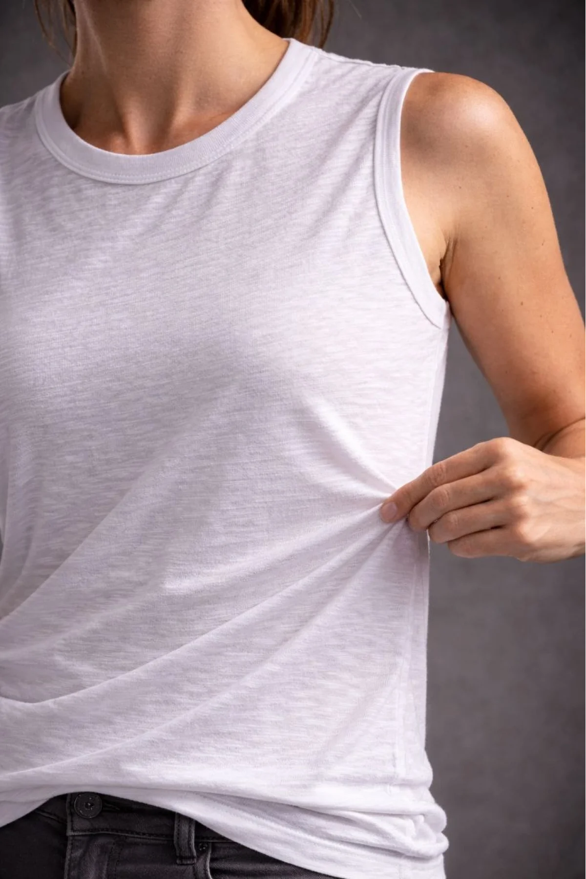 Kadın Flamlı Kumaş Sıfır Kolsuz Atlet  Basic Spor Üst, Günlük ve Fitness Kullanımına Uygun - Beyaz