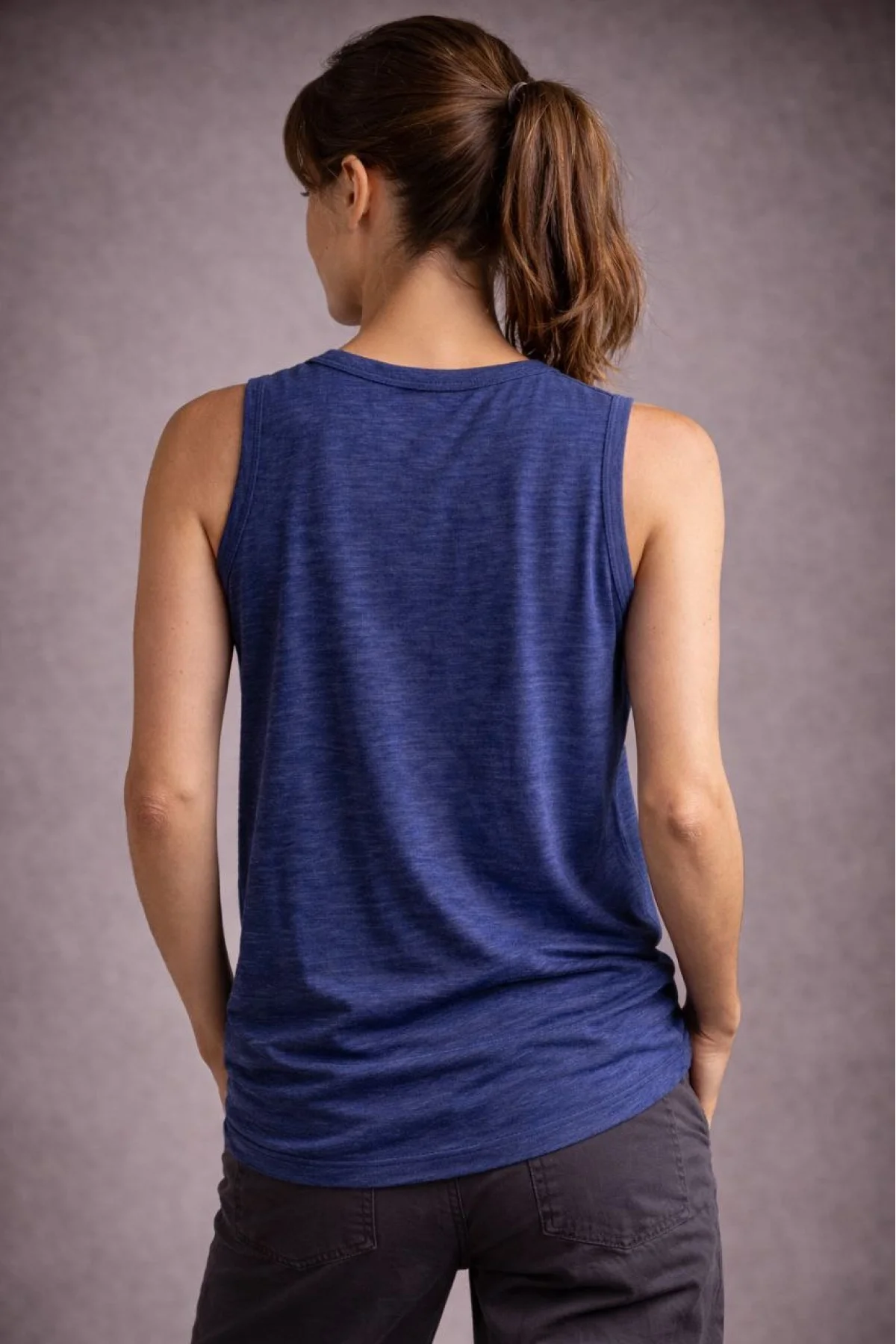 Kadın Flamlı Kumaş Sıfır Kolsuz Atlet Basic Spor Üst, Günlük ve Fitness Kullanımına Uygun - İndigo