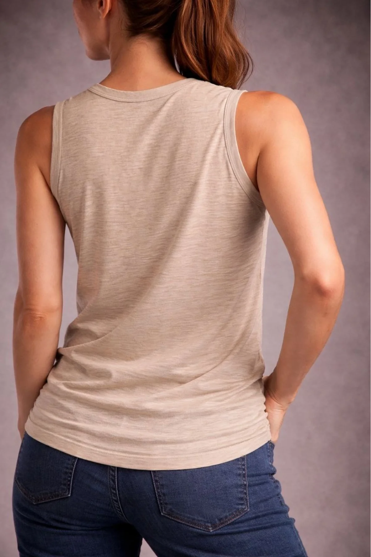 Kadın Flamlı Kumaş Sıfır Kolsuz Atlet Basic Spor Üst, Günlük ve Fitness Kullanımına Uygun - Taş