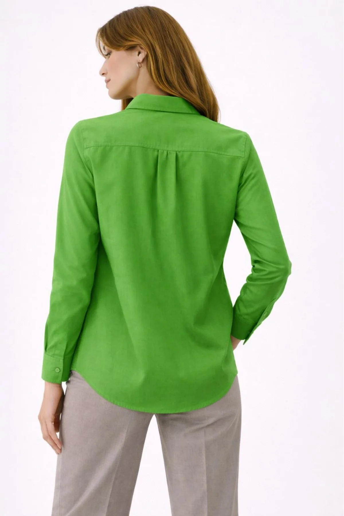 Kadın Uzun Kollu Gömlek Düğmeli Klasik Yaka Günlük ve Ofis Şıklığına uygun - Yeşil