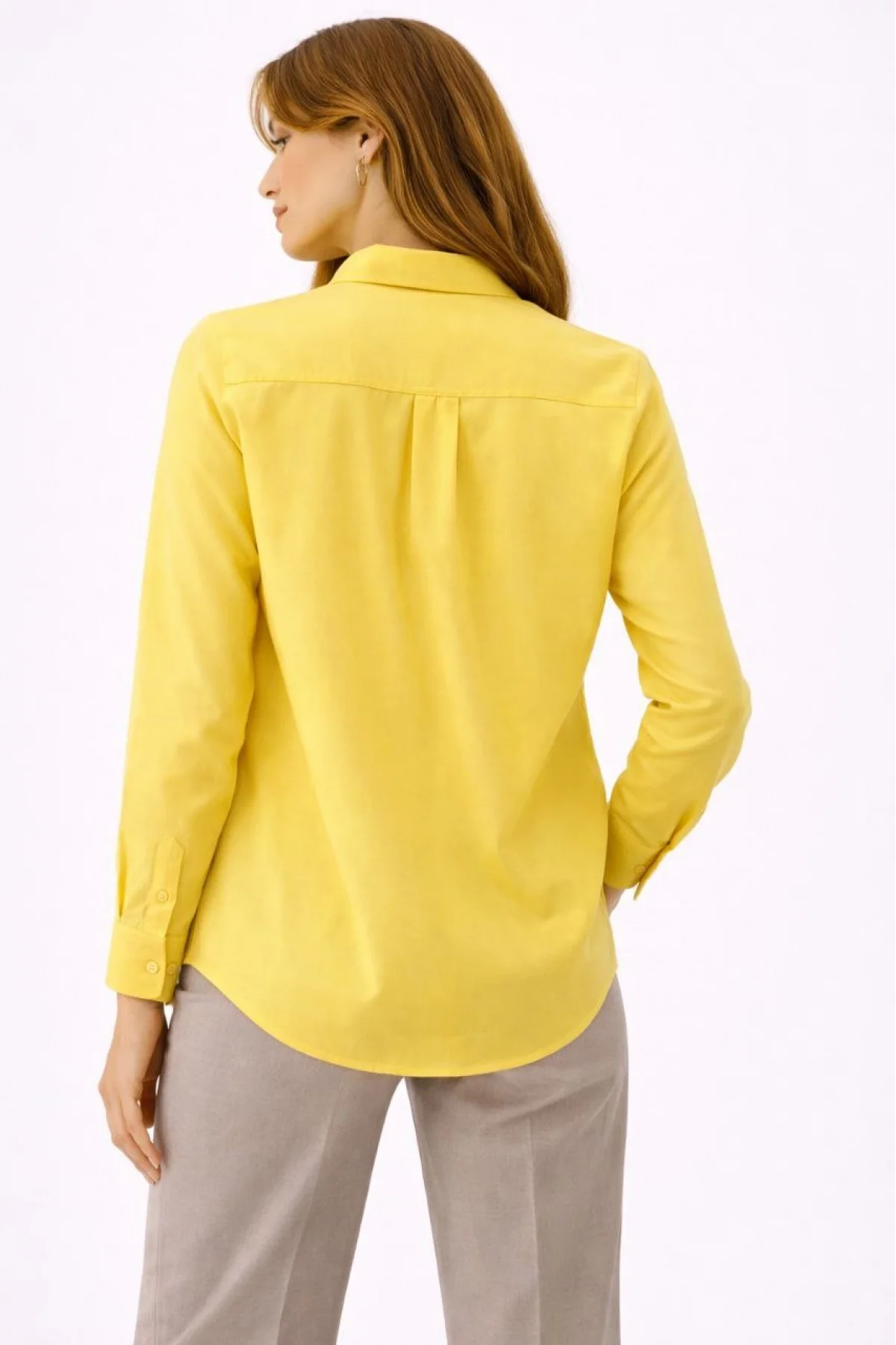 Kadın Uzun Kollu Gömlek Düğmeli Klasik Yaka Günlük ve Ofis Şıklığına uygun - Sarı