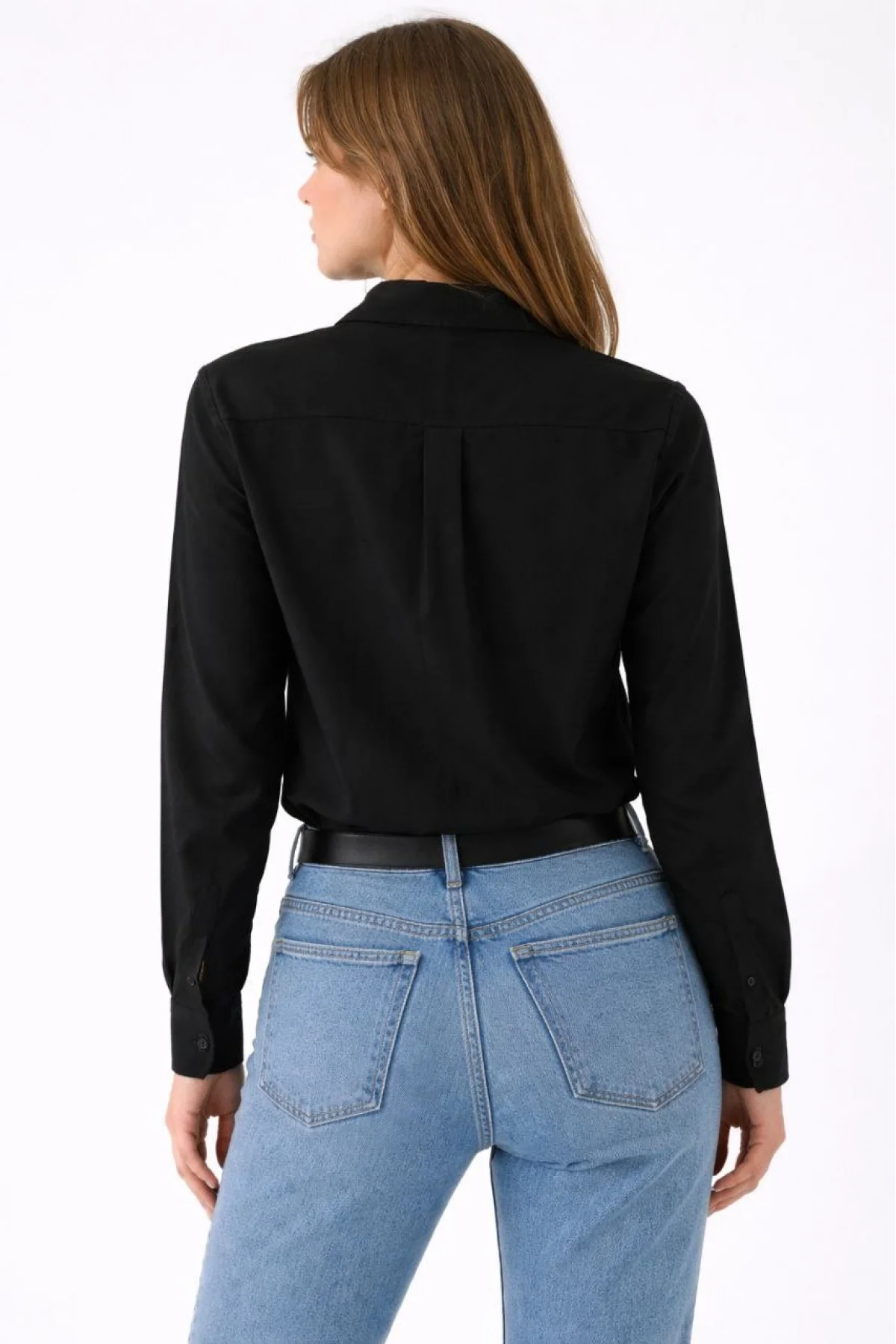 Kadın Uzun Kollu Gömlek Düğmeli Klasik Yaka Günlük ve Ofis Şıklığına uygun - Siyah