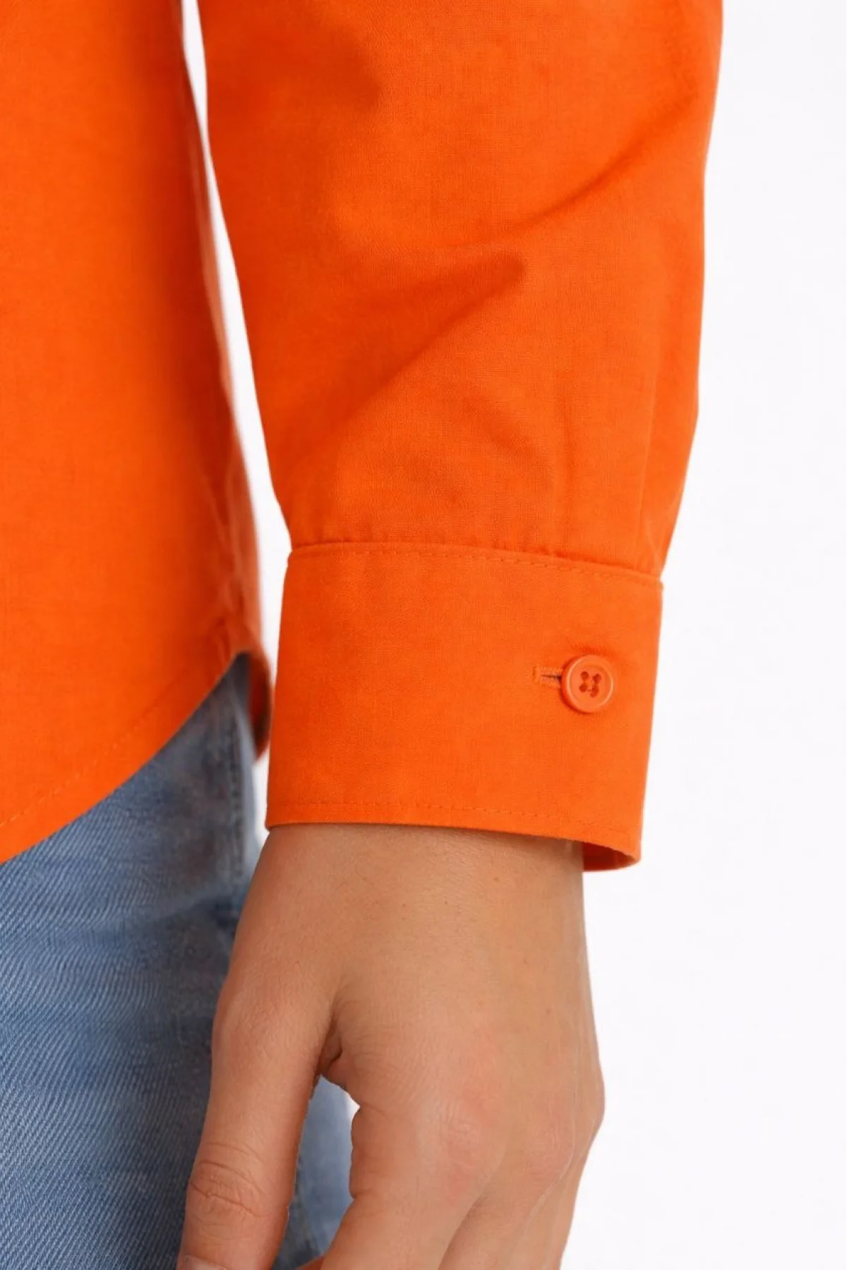 Kadın Uzun Kollu Gömlek Düğmeli Klasik Yaka Günlük ve Ofis Şıklığına uygun - Turuncu