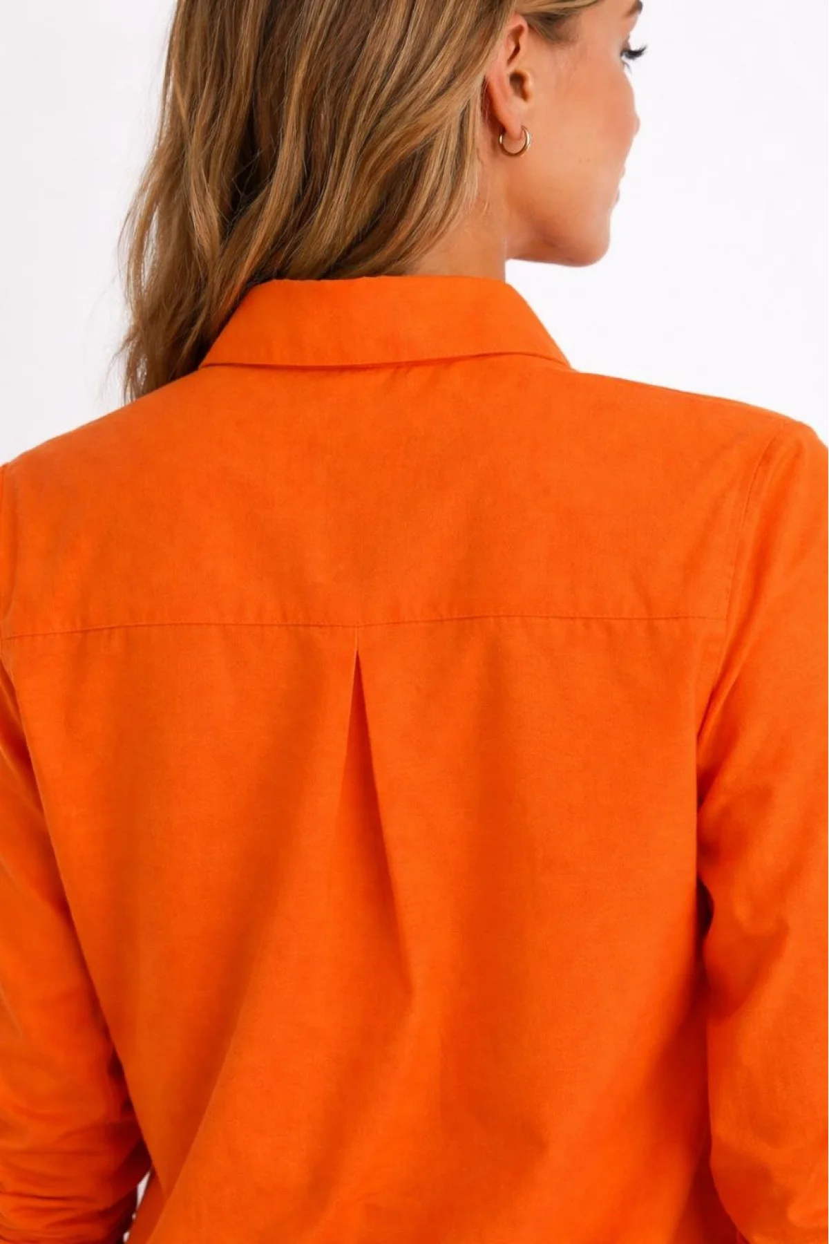 Kadın Uzun Kollu Gömlek Düğmeli Klasik Yaka Günlük ve Ofis Şıklığına uygun - Turuncu