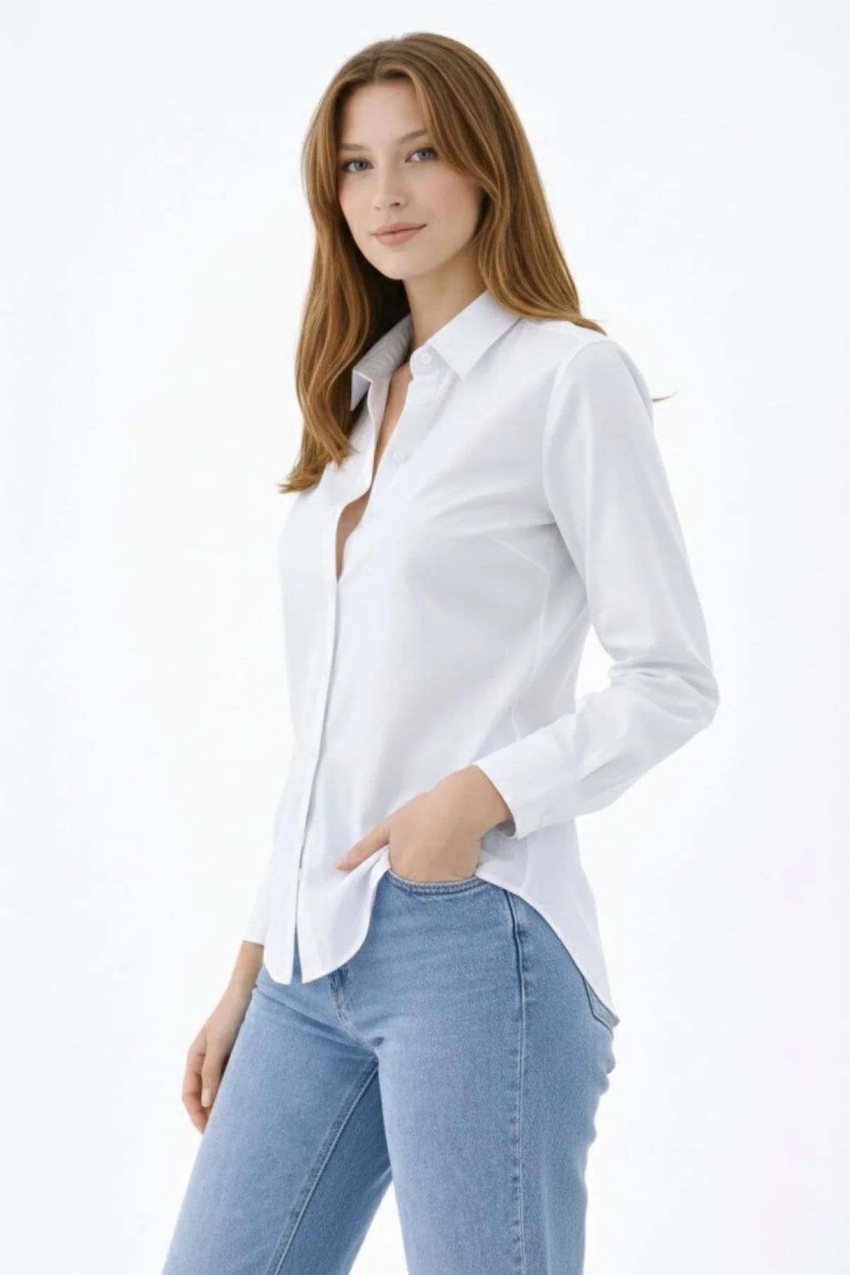 Tesettür Beyaz Gömlekli Pliseli Etek İkili Takım Gündelik ve Ofis Şıklığı - Lacivert