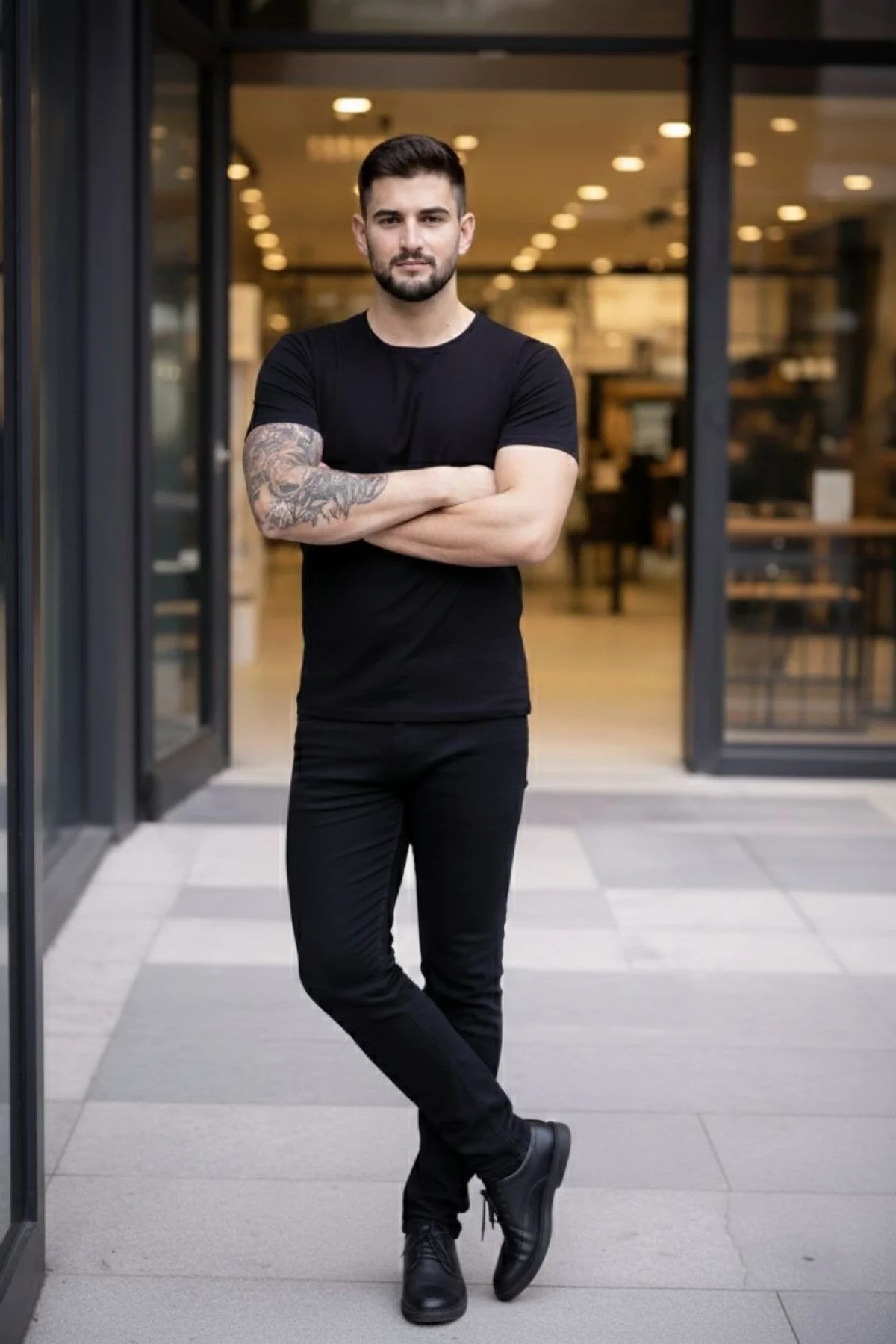 Erkek 3lü Bisiklet Yaka Tişört – Kısa Kollu Yazlık Slim Fit Body - Siyah, Ekru, Hardal