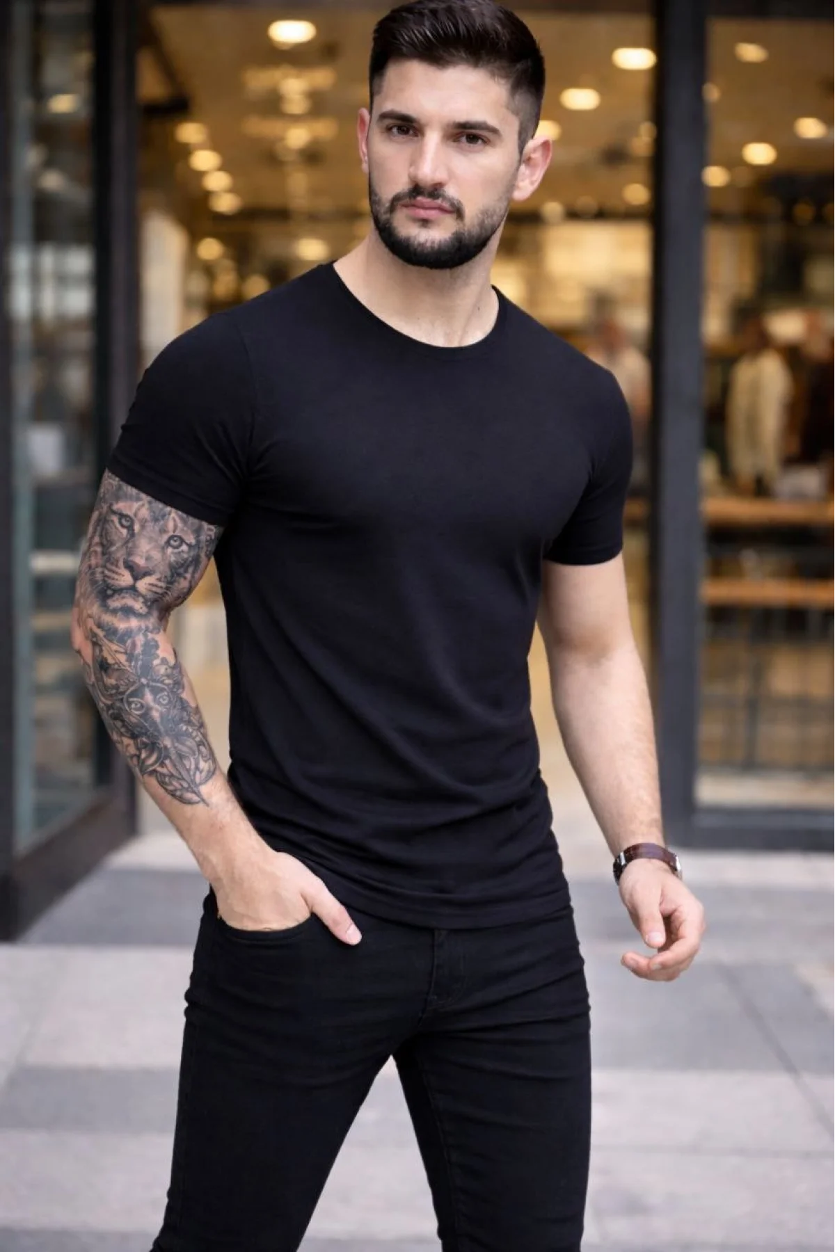 Erkek 3lü Bisiklet Yaka Tişört – Kısa Kollu Yazlık Slim Fit Body - Siyah, Açık Mavi, Bordo