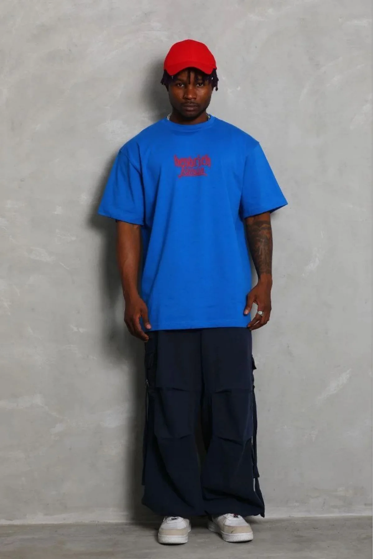 Erkek Baskılı T-Shirt Kısa Kol Bisiklet Yaka Regular Fit Rahat Kalıp Günlük Tişört - Saks Mavisi