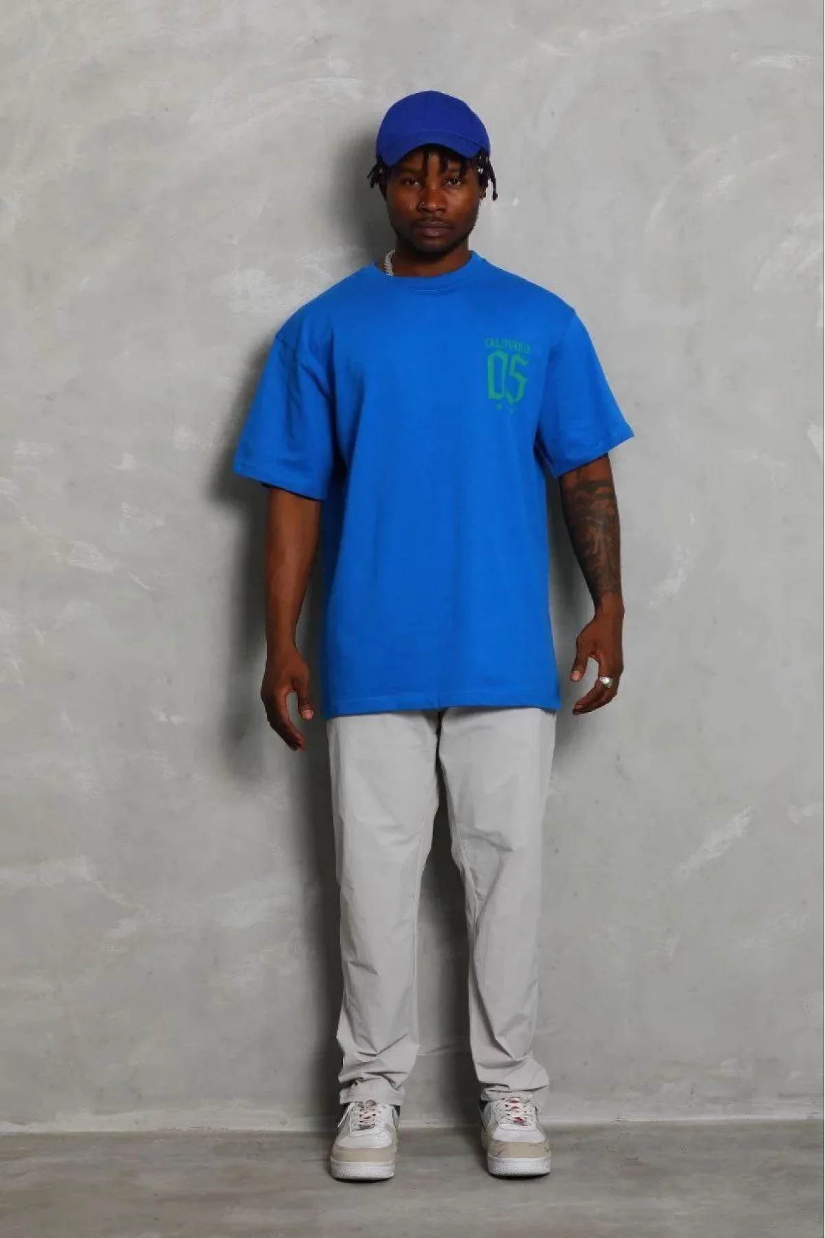 Erkek Baskılı T-Shirt Kısa Kol Bisiklet Yaka Regular Fit Rahat Kalıp Günlük Tişört - Saks Mavisi