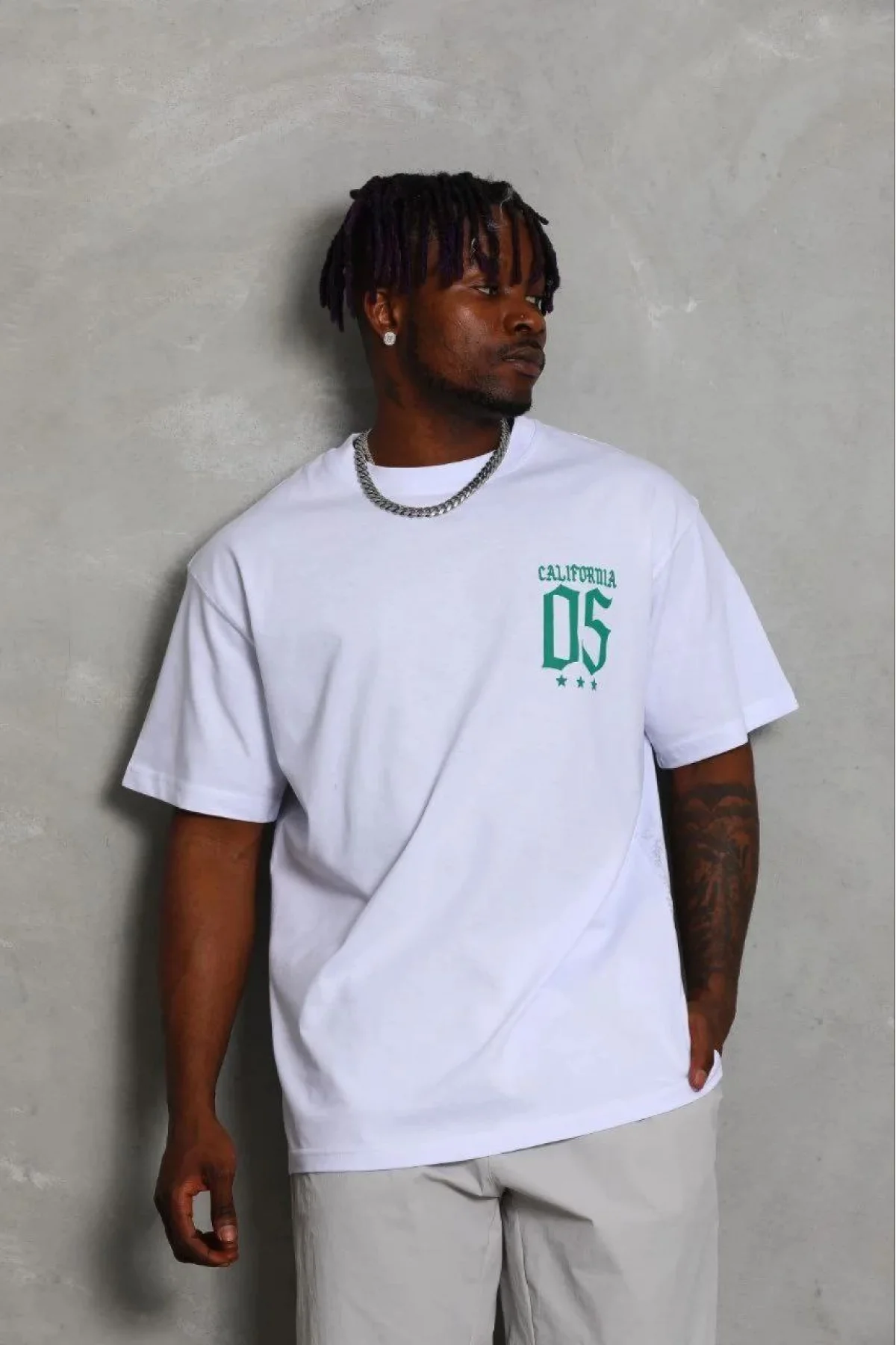 Erkek Baskılı T-Shirt Kısa Kol Bisiklet Yaka Regular Fit Rahat Kalıp Günlük Tişört - Beyaz