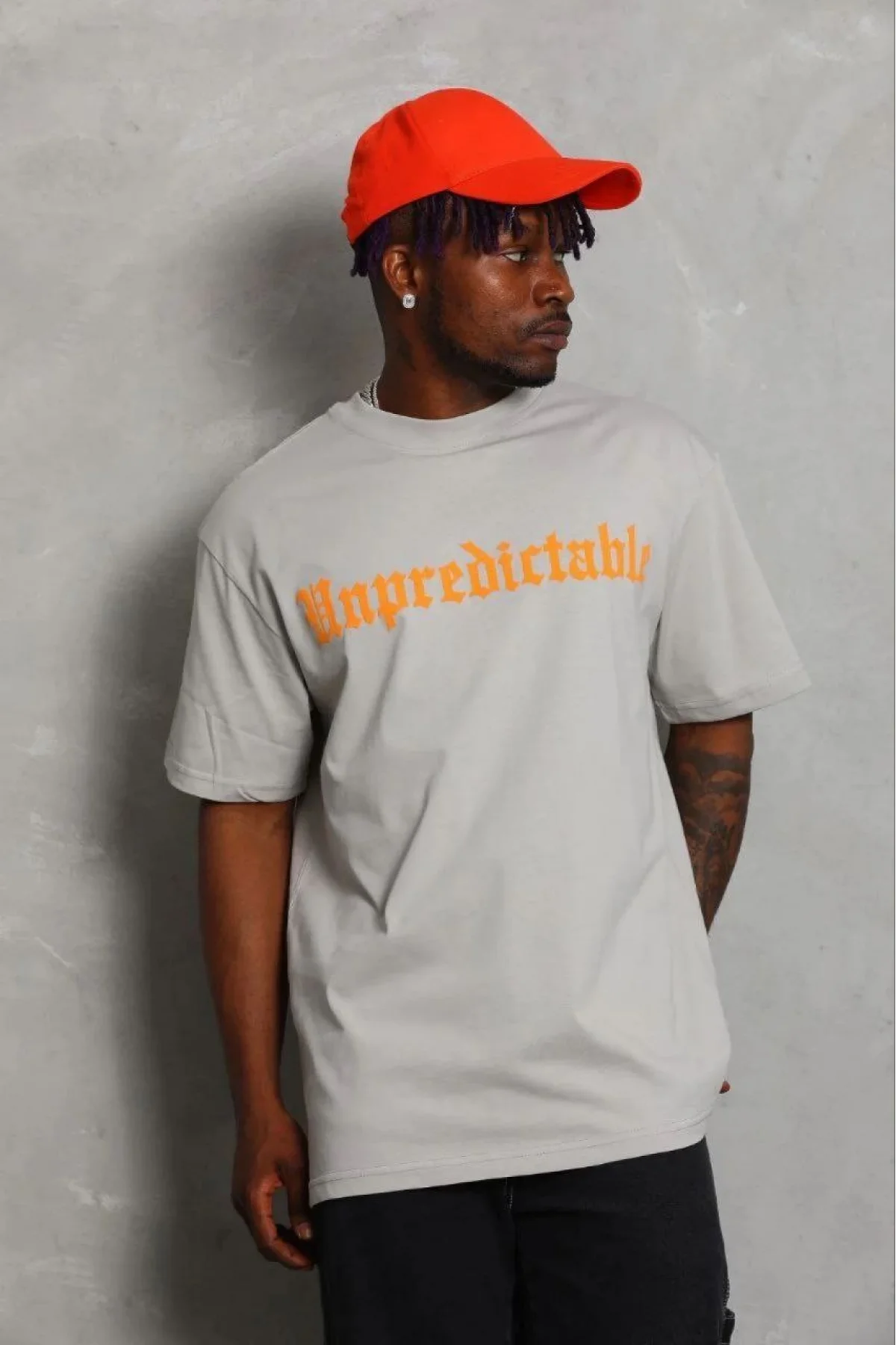 Erkek Baskılı T-Shirt Kısa Kol Bisiklet Yaka Regular Fit Rahat Kalıp Günlük Tişört - Gri