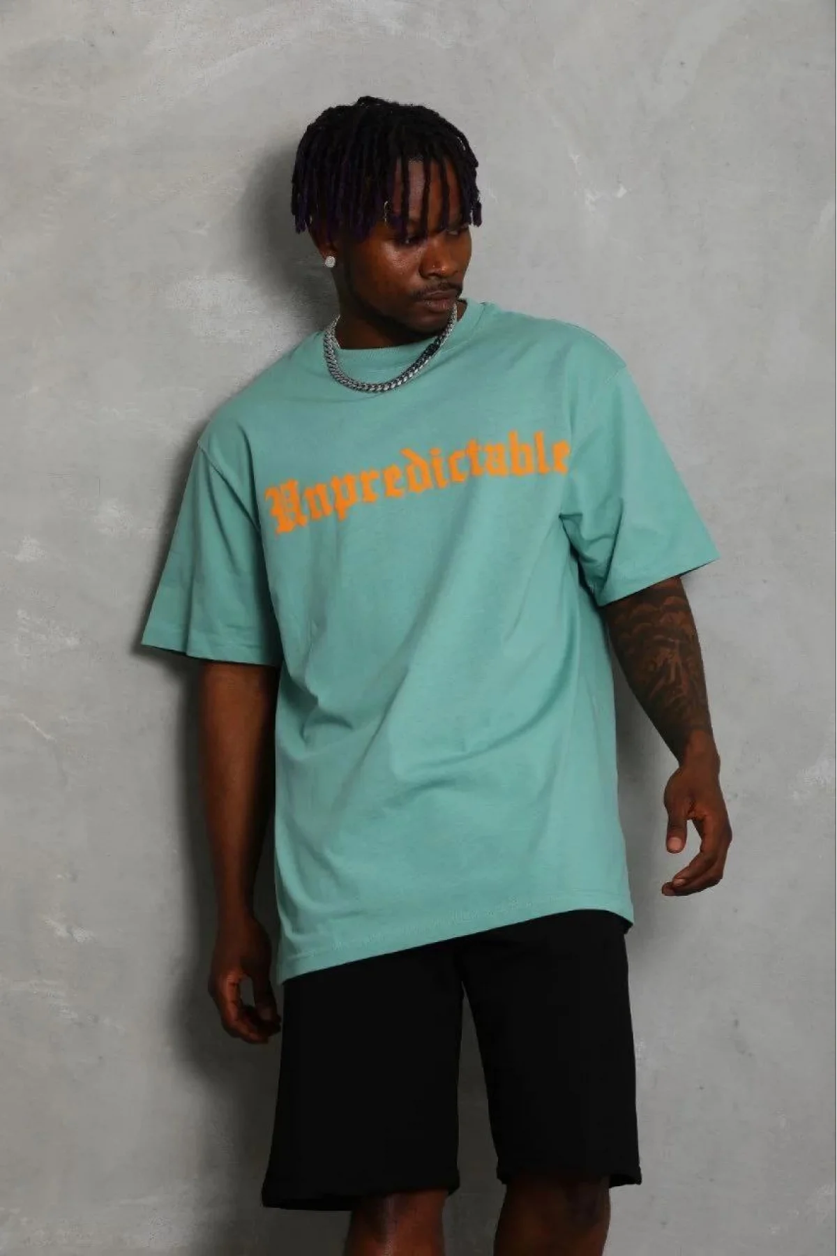 Erkek Baskılı T-Shirt Kısa Kol Bisiklet Yaka Regular Fit Rahat Kalıp Günlük Tişört - Mint Yeşili