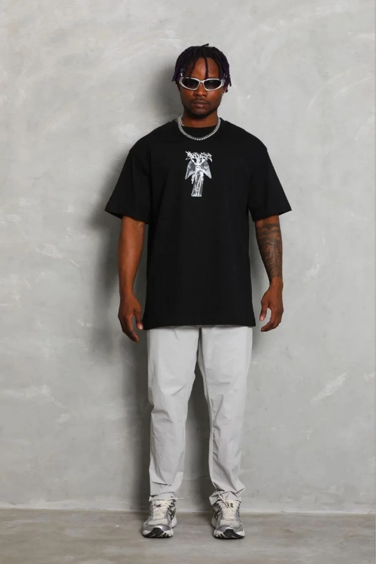 Erkek Baskılı T-Shirt Kısa Kol Bisiklet Yaka Regular Fit Rahat Kalıp Günlük Tişört - Siyah