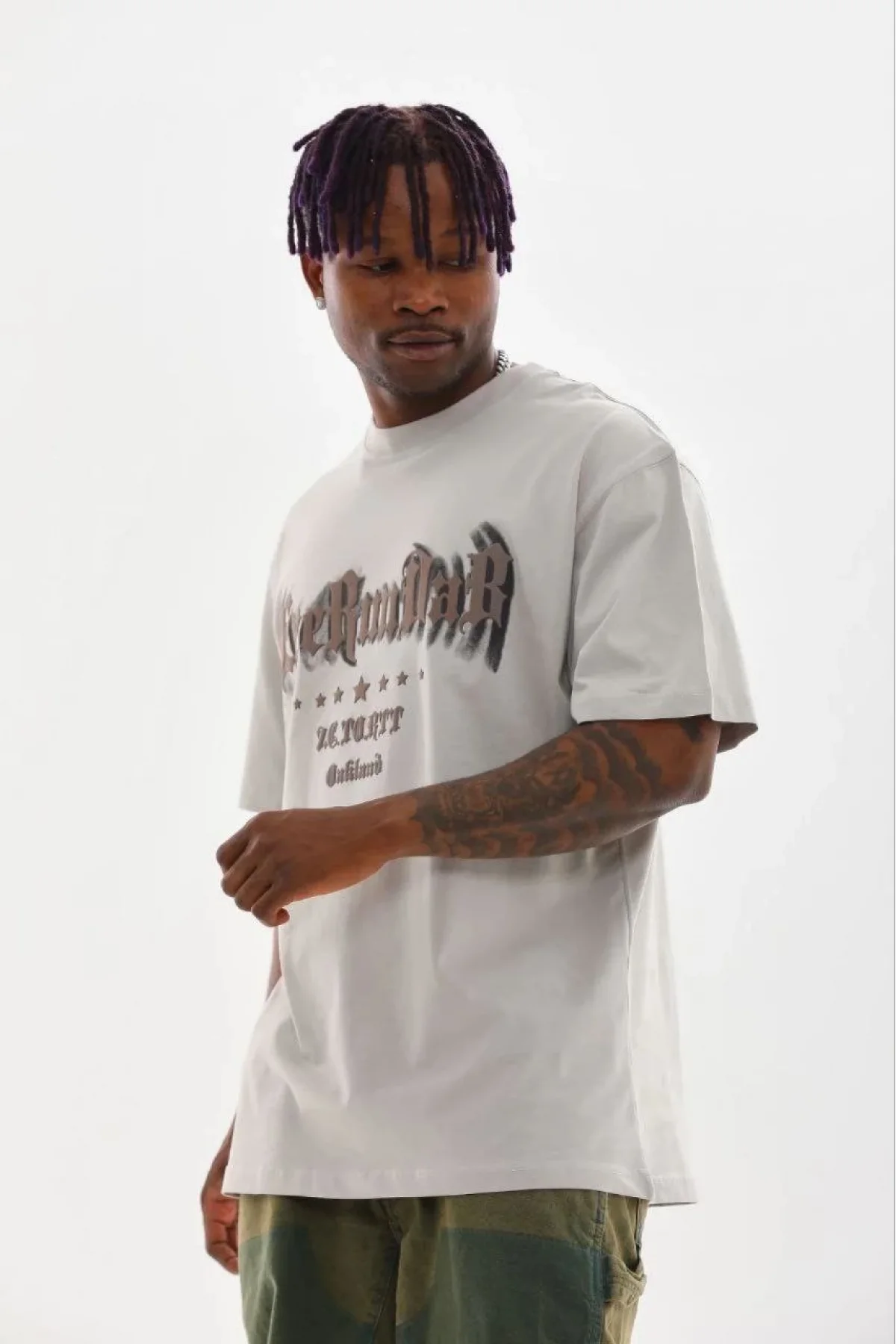 Erkek Baskılı T-Shirt Kısa Kol Bisiklet Yaka Regular Fit Rahat Kalıp Günlük Tişört - Gri